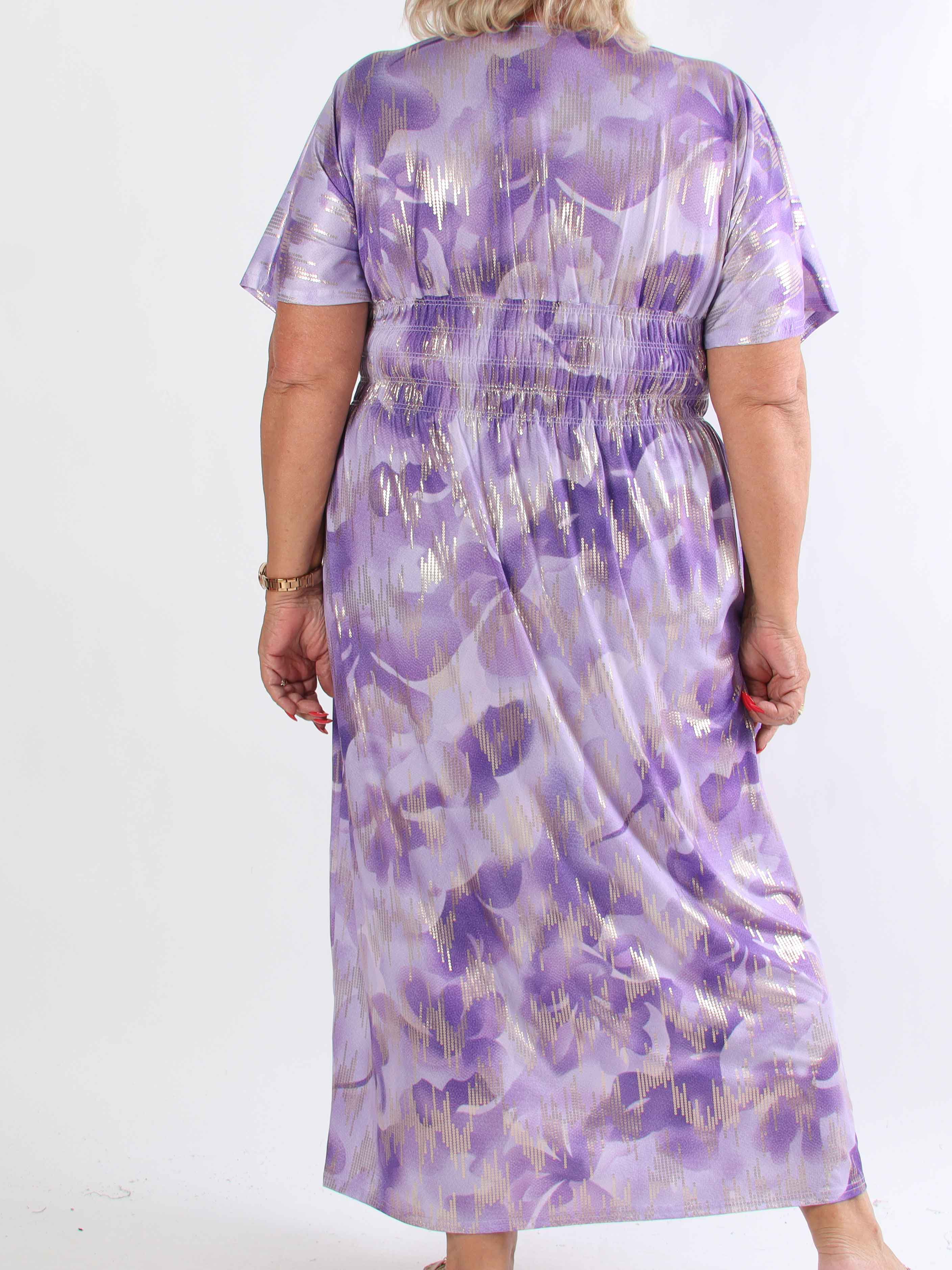 Pams Glamorous - Plus size elastisk kjole med fine guld detaljer