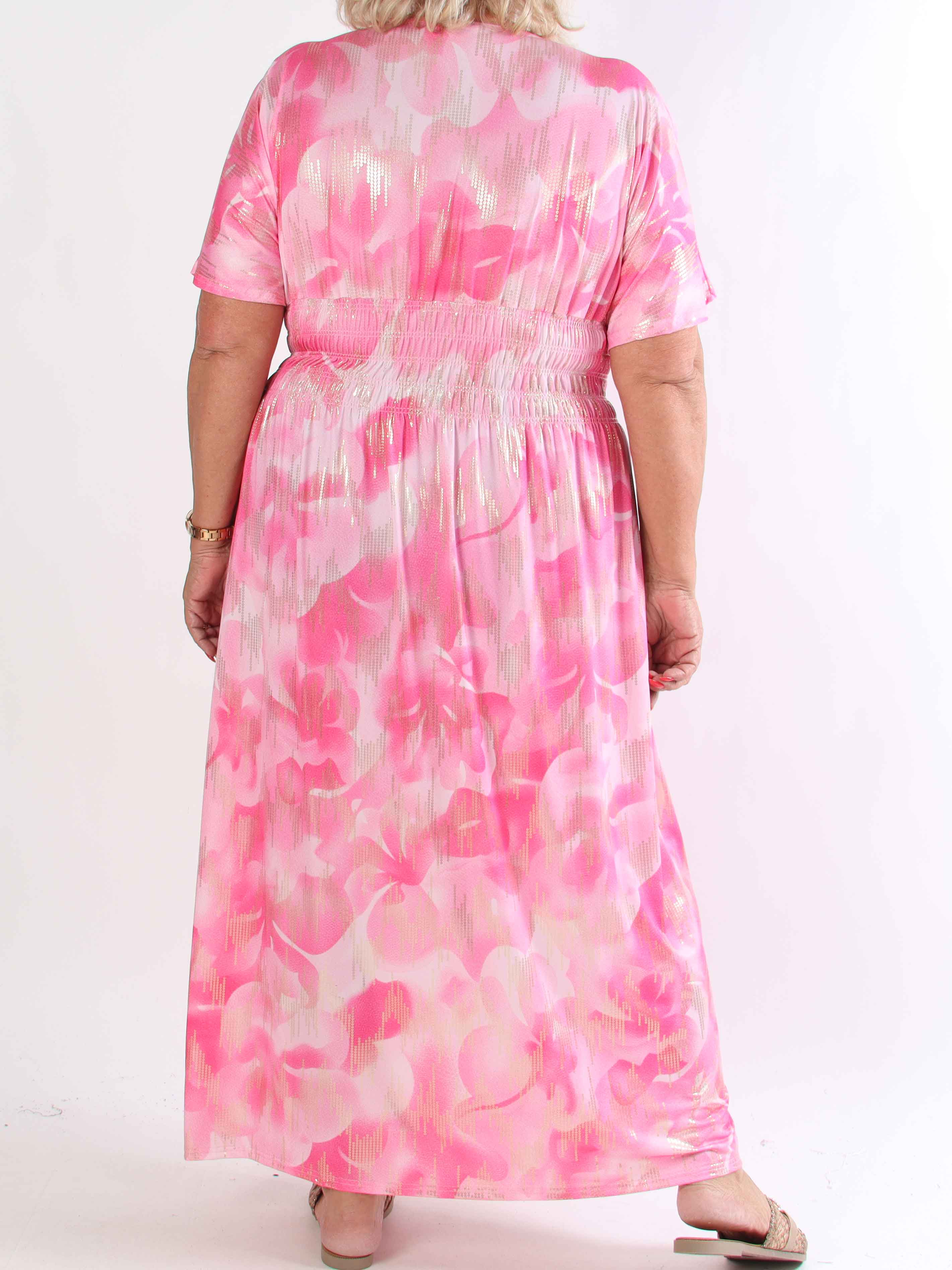 Pams Glamorous - Plus size elastisk kjole med fine guld detaljer