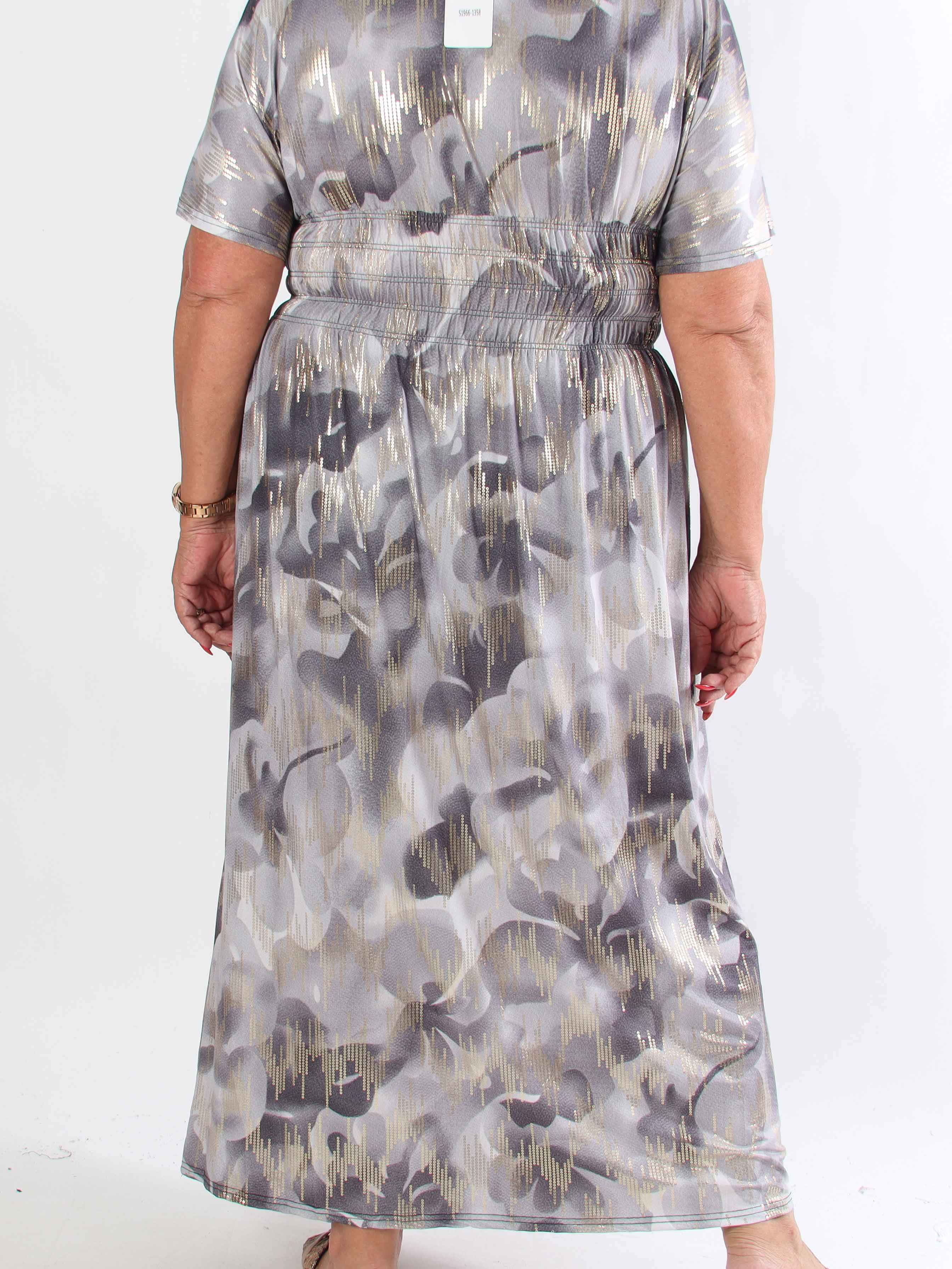 Pams Glamorous - Plus size elastisk kjole med fine guld detaljer