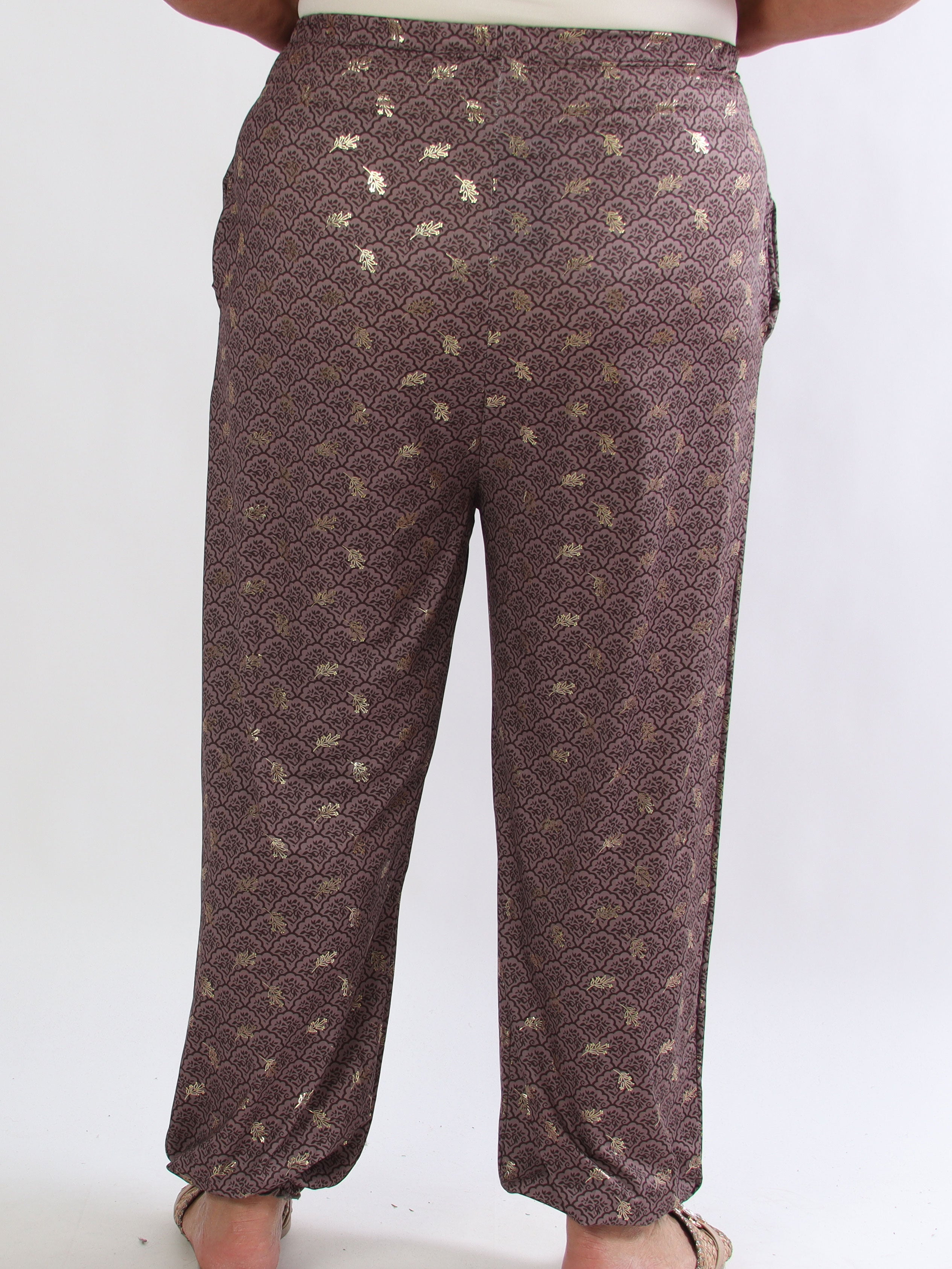 Pams Pattern Harem Pants - Elastiske plus size bukser med smock i taljen