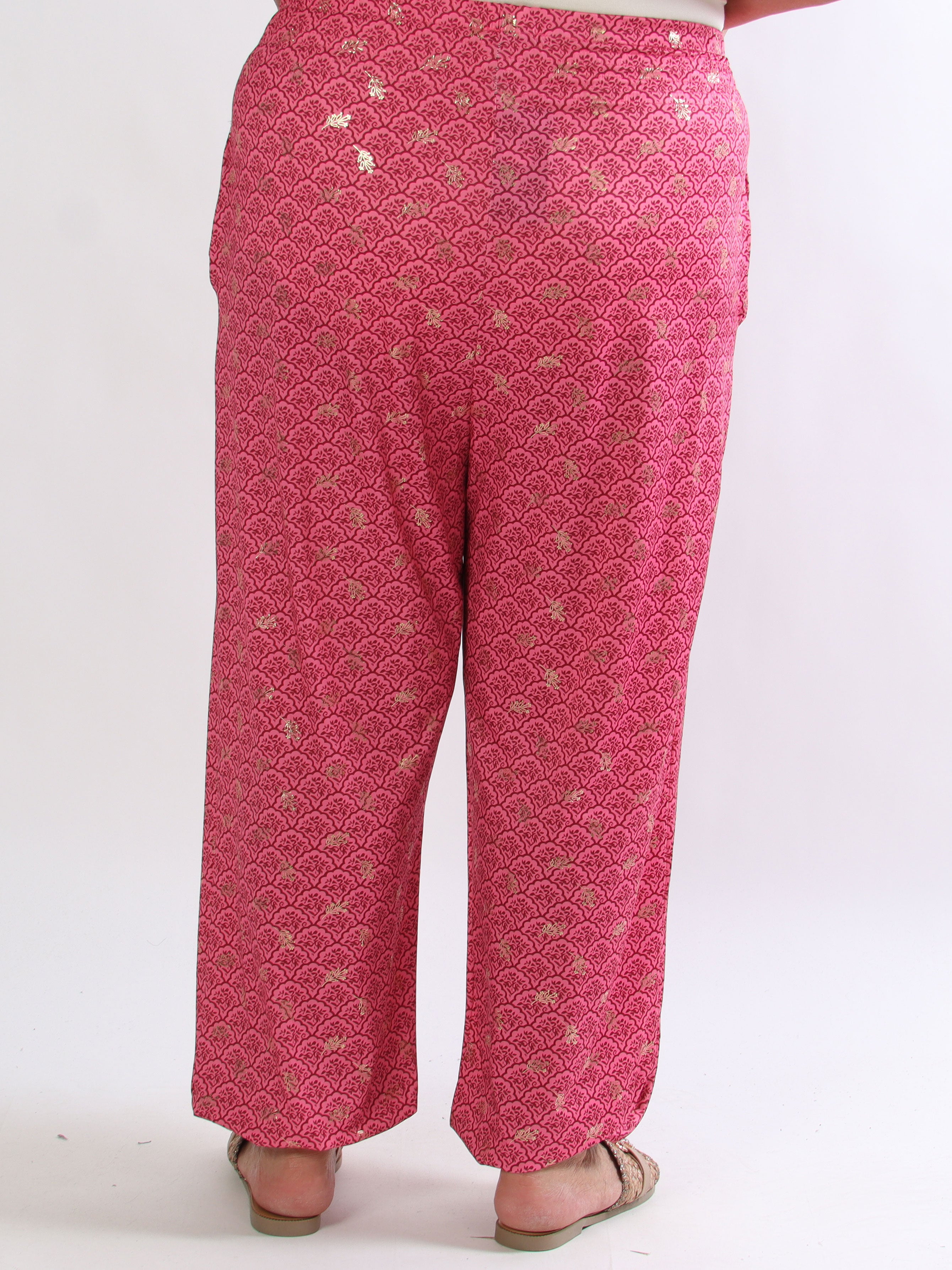 Pams Pattern Harem Pants - Elastiske plus size bukser med smock i taljen