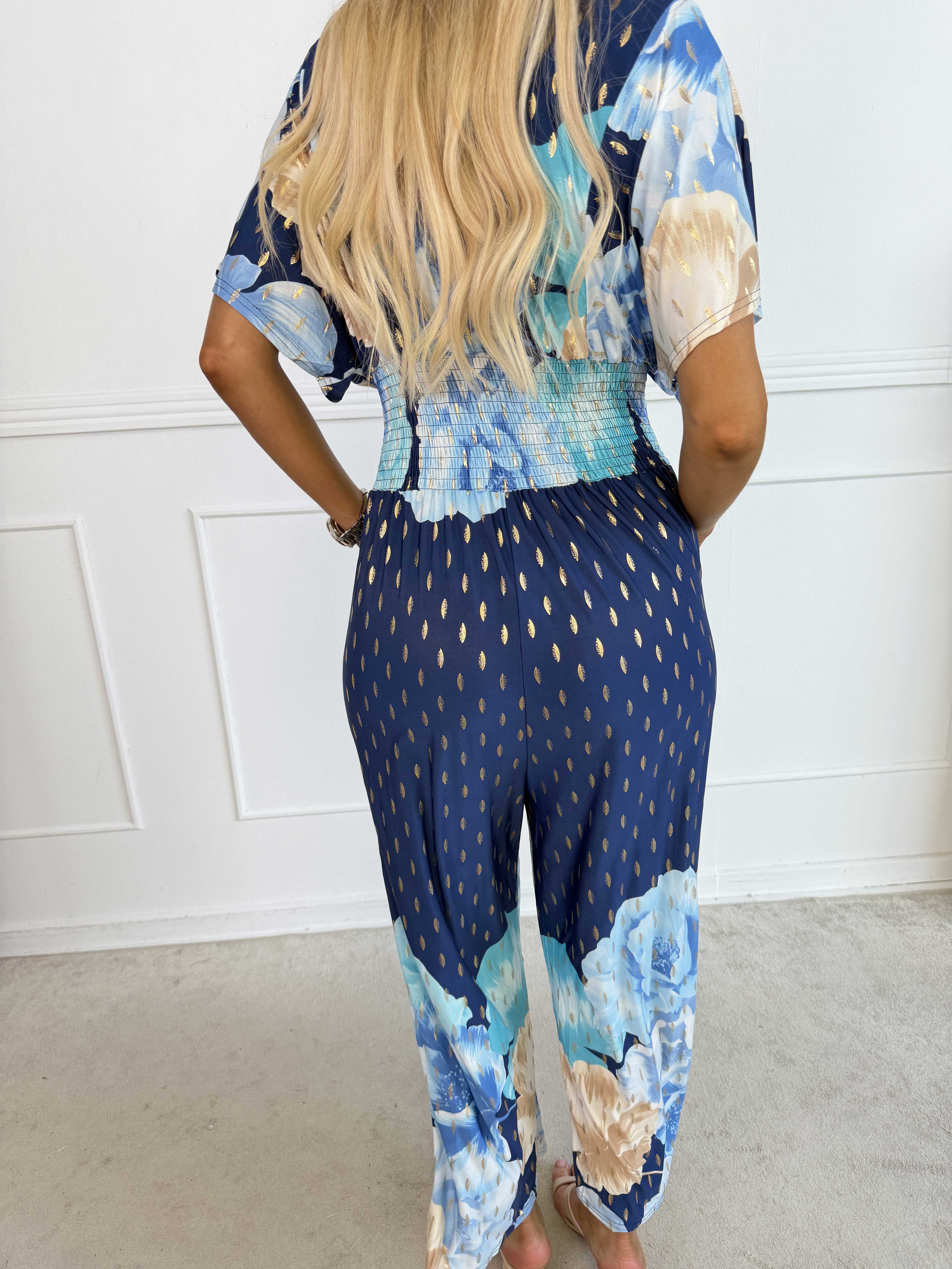 Pams Peony Jumpsuit - Elastisk buksedragt med blomstermotiver