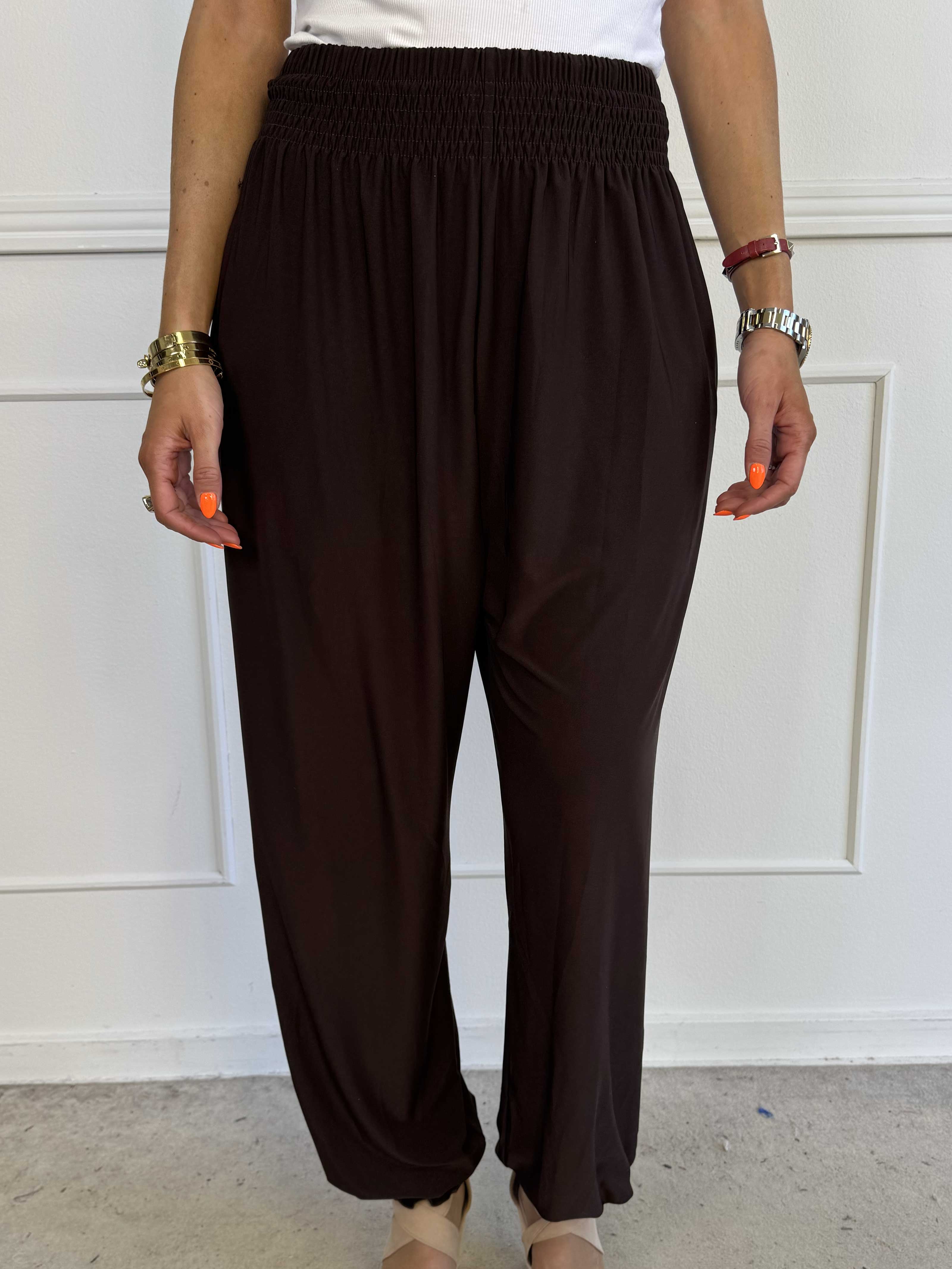 Pams Plain Harem Pants - Elastiske bukser med smock i taljen