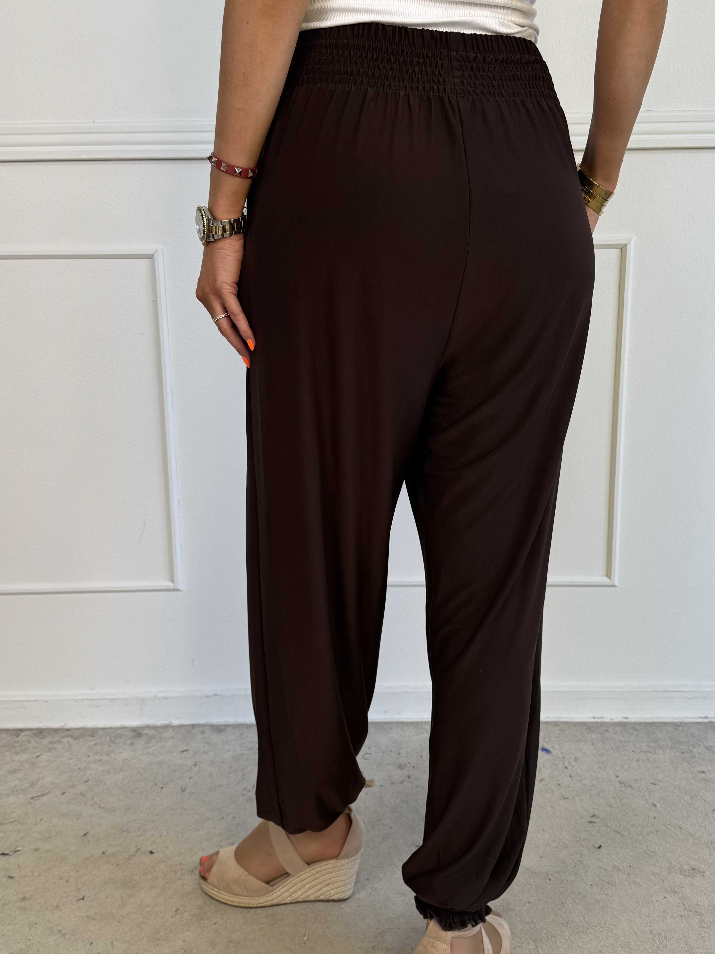 Pams Plain Harem Pants - Elastiske bukser med smock i taljen
