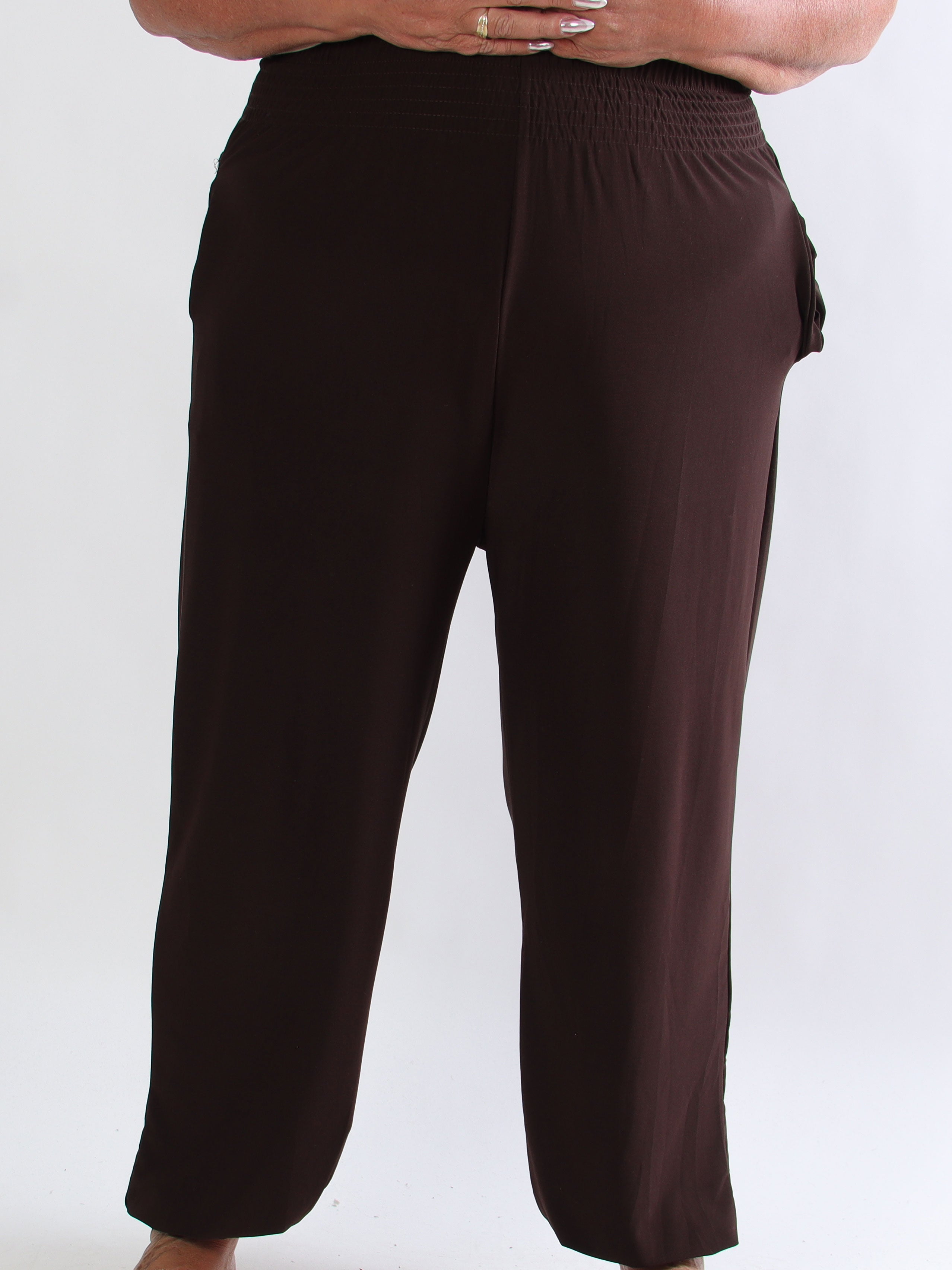 Pams Plain Harem Pants - Elastiske plus size bukser med smock i taljen