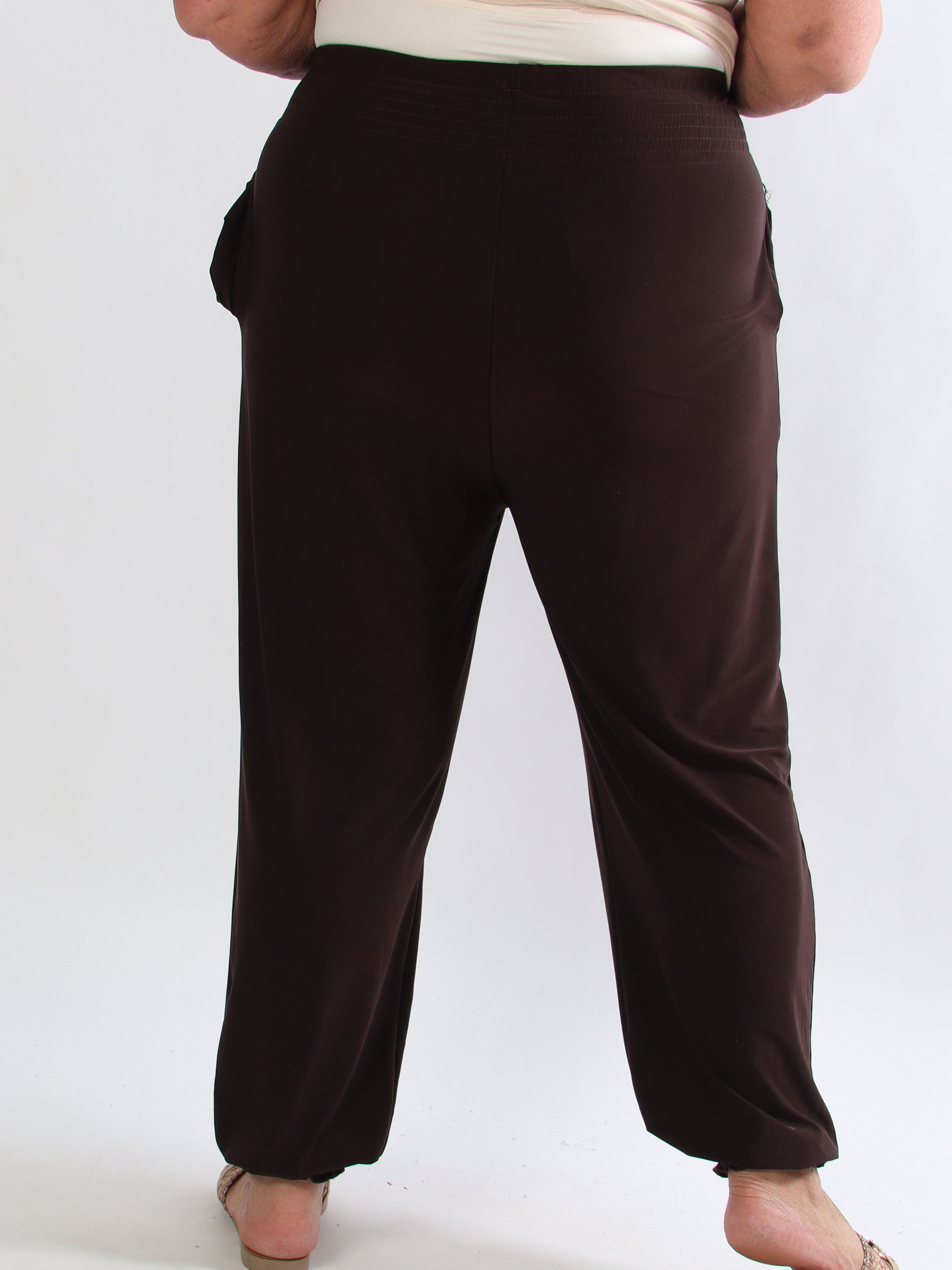 Pams Plain Harem Pants - Elastiske plus size bukser med smock i taljen