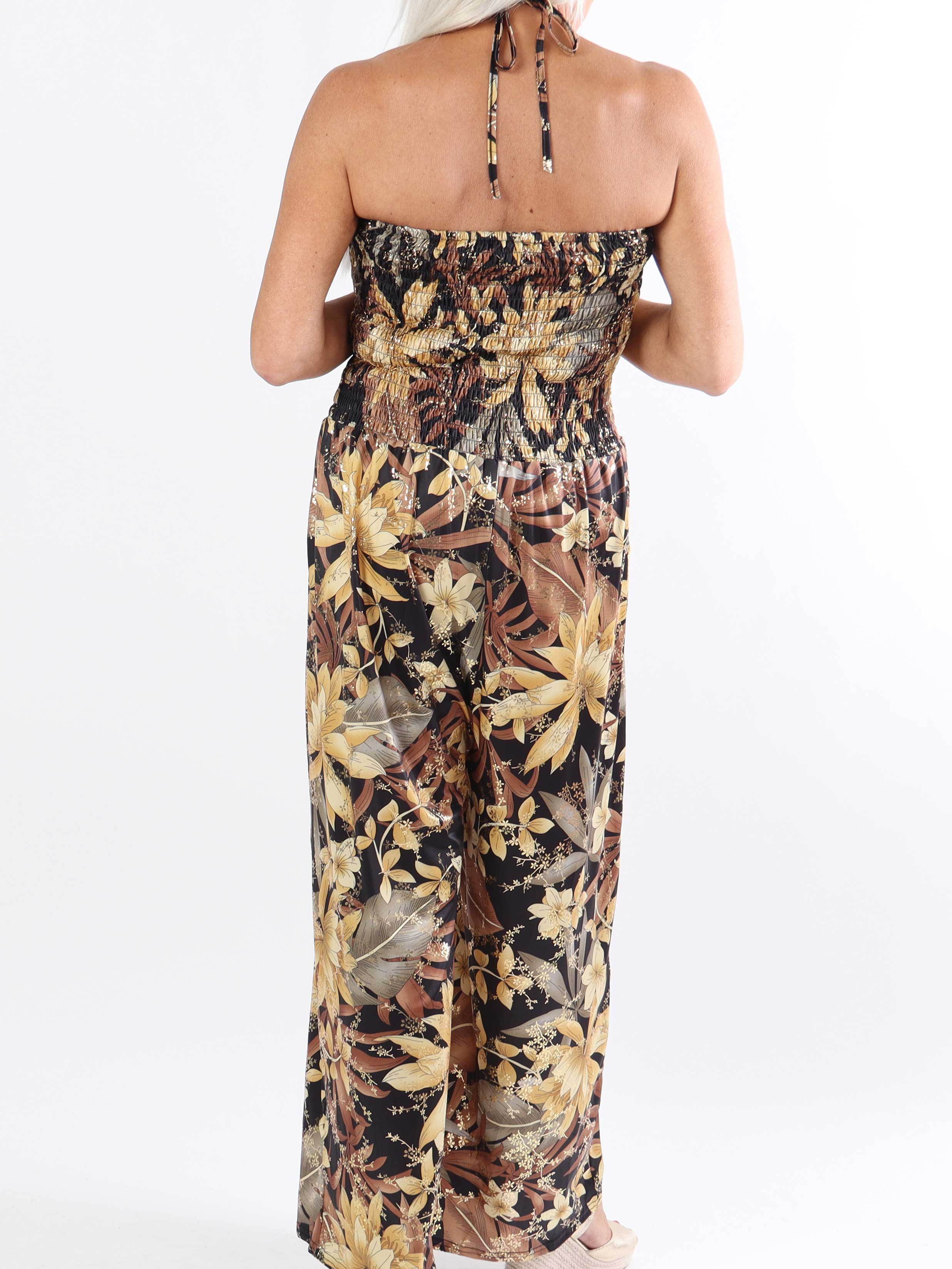 Pams Tube Jumpsuit - Elastisk plus size buksedragt med smock ved brystet