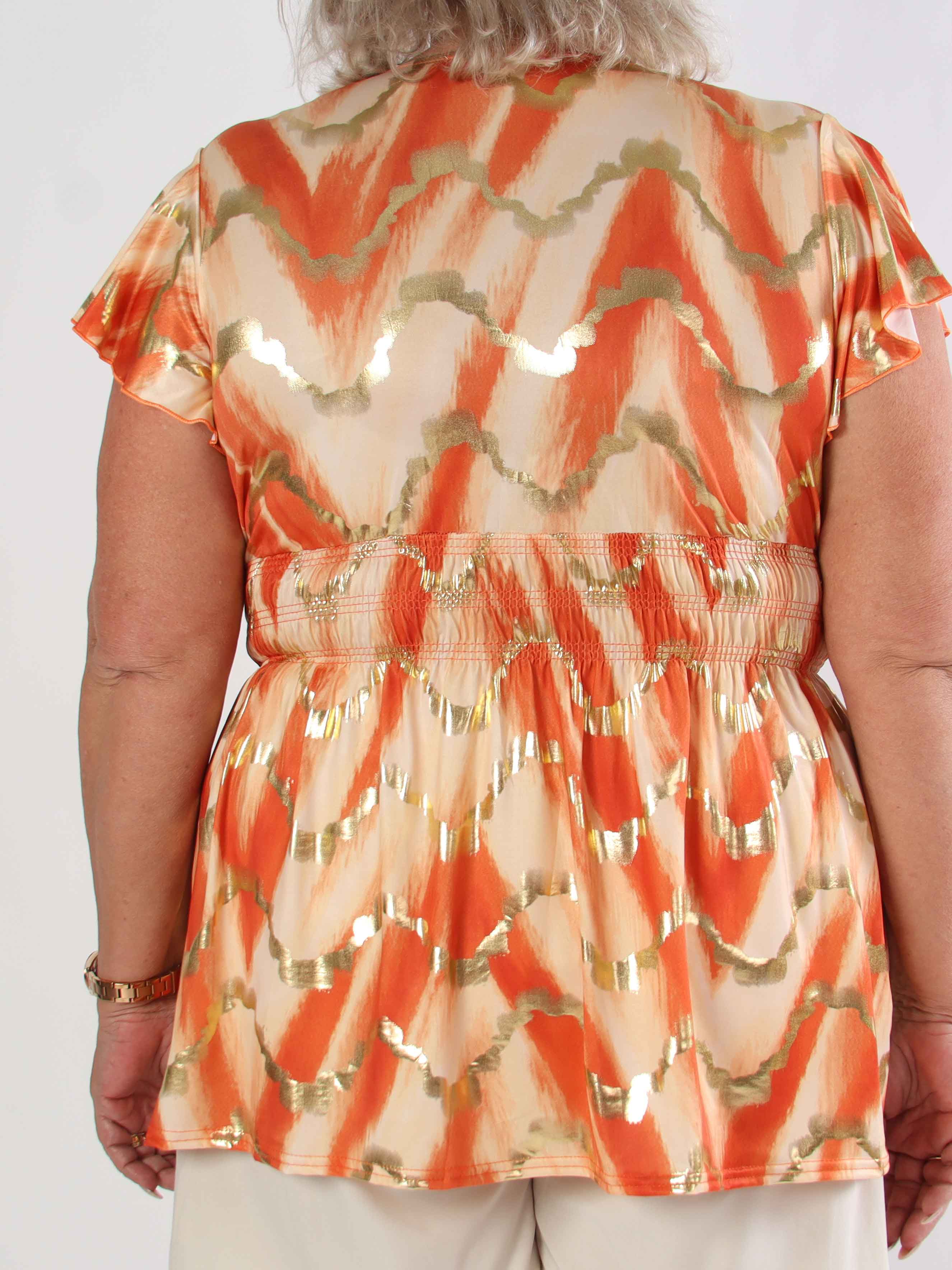 Pams Wave Shirt - Sød plus size tunika i fint med print med smock
