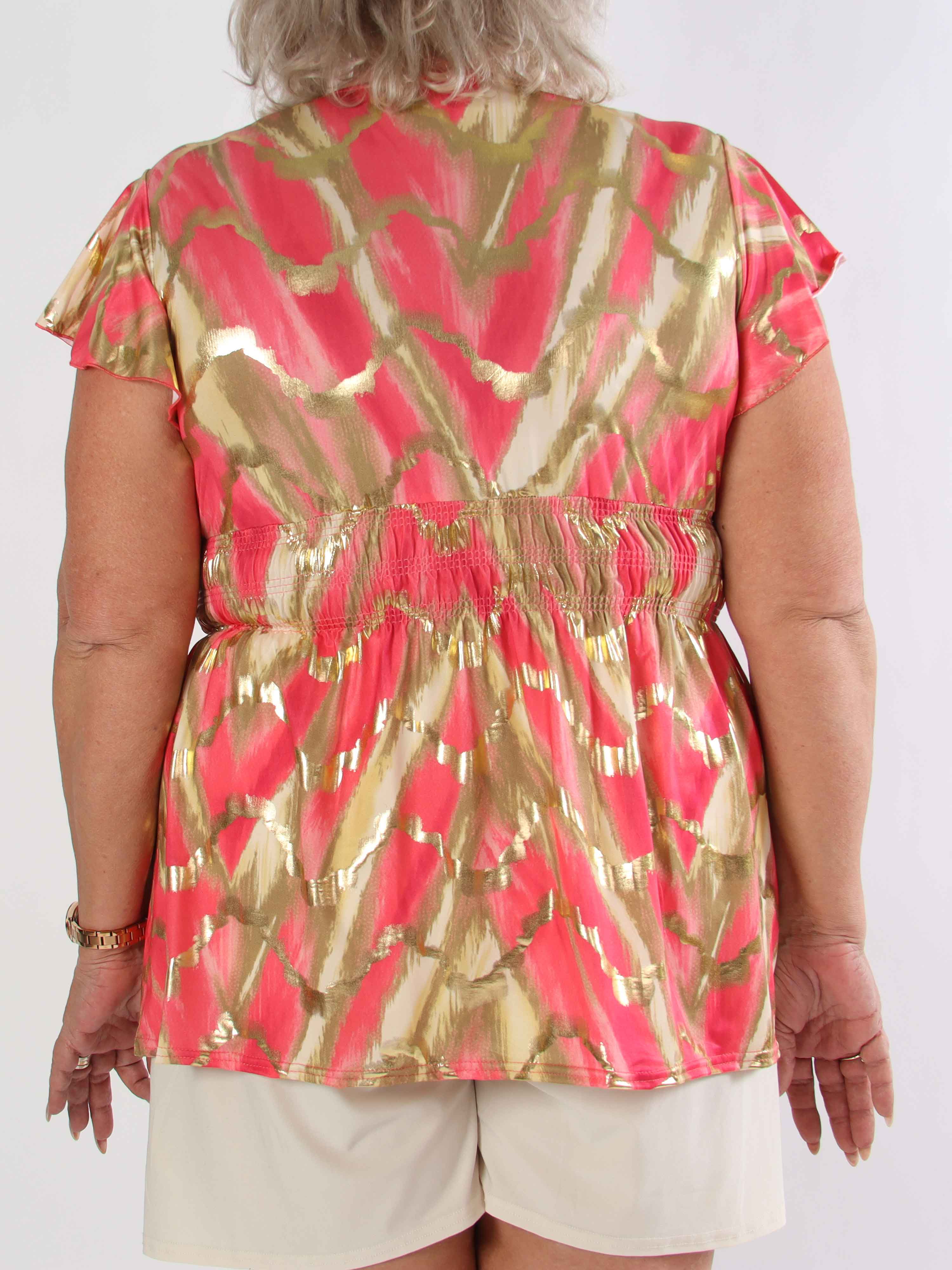 Pams Wave Shirt - Sød plus size tunika i fint med print med smock