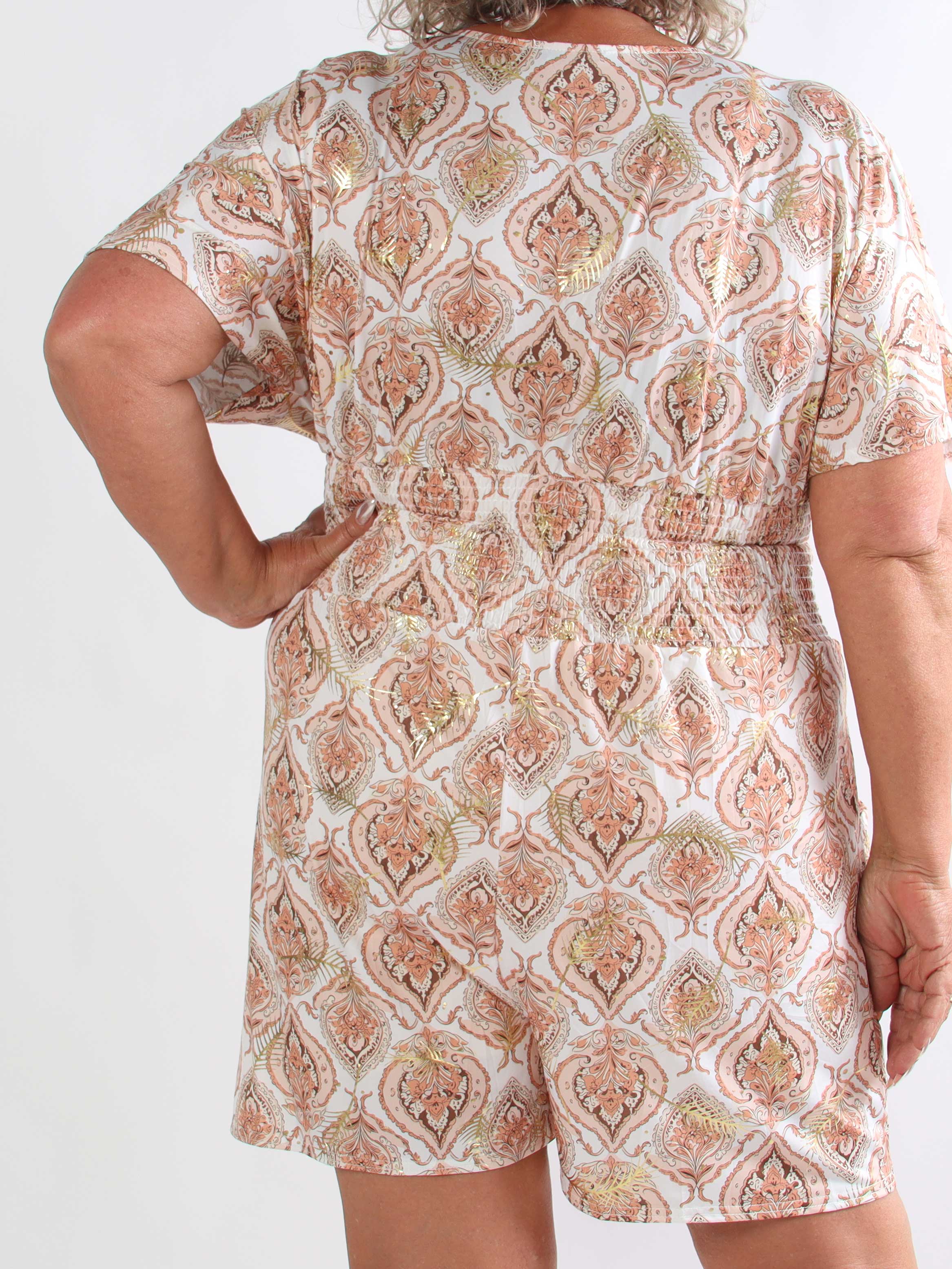 Pams Oasis Playsuit - Plus size elastisk buksedragt med mønster