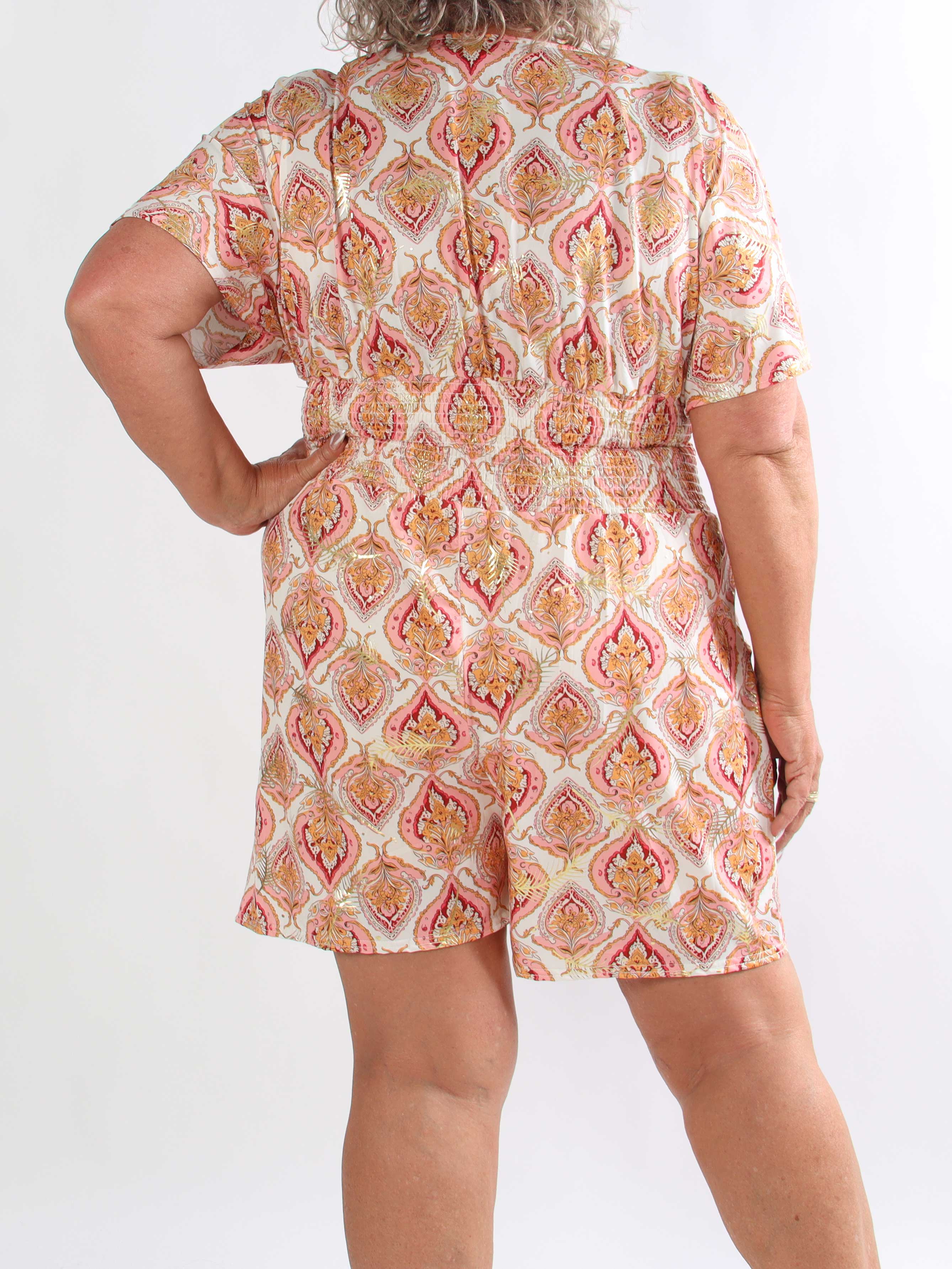 Pams Oasis Playsuit - Plus size elastisk buksedragt med mønster