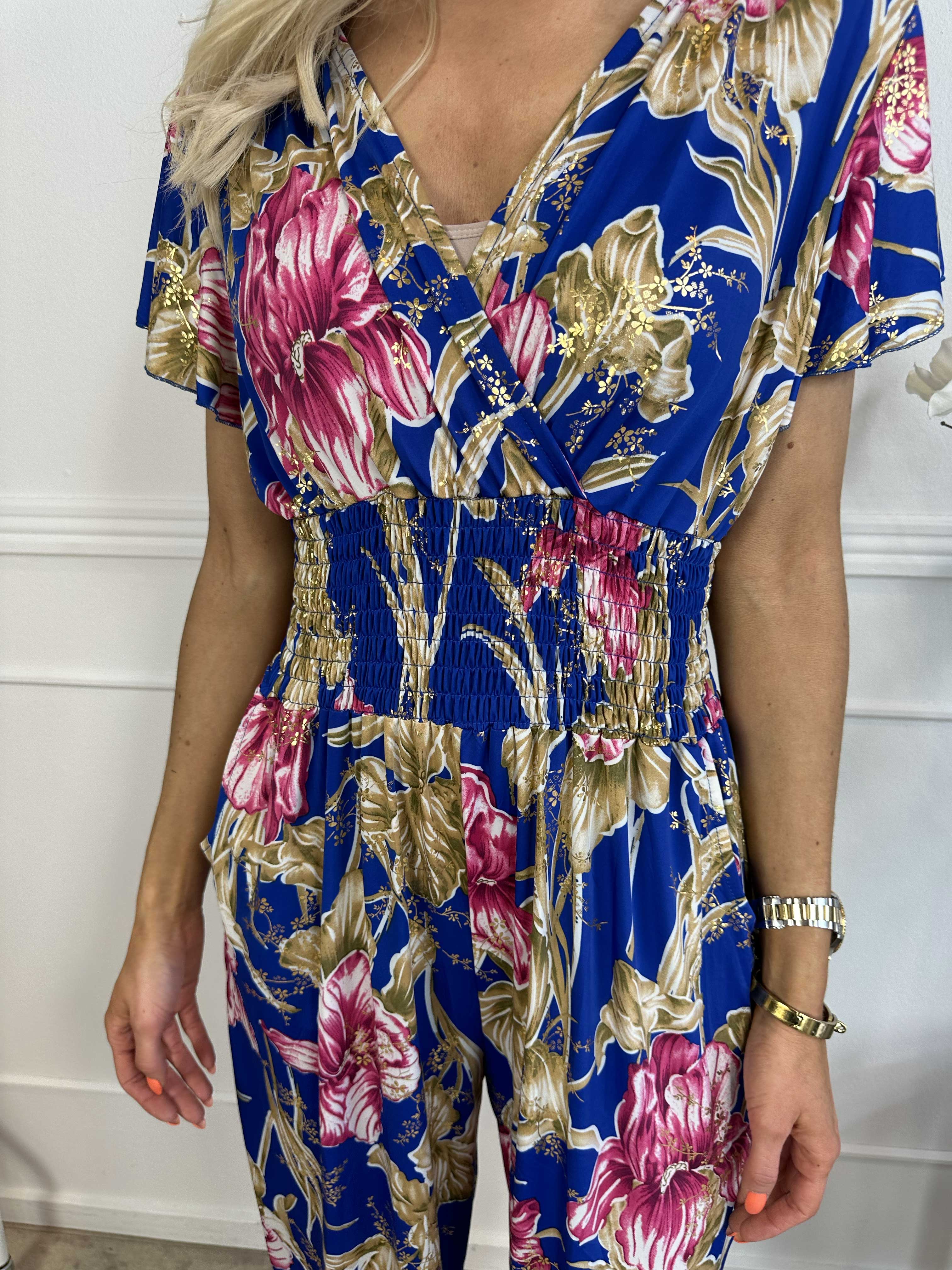 Pams Spring Jumpsuit O/B - Blomstret elastisk buksedragt