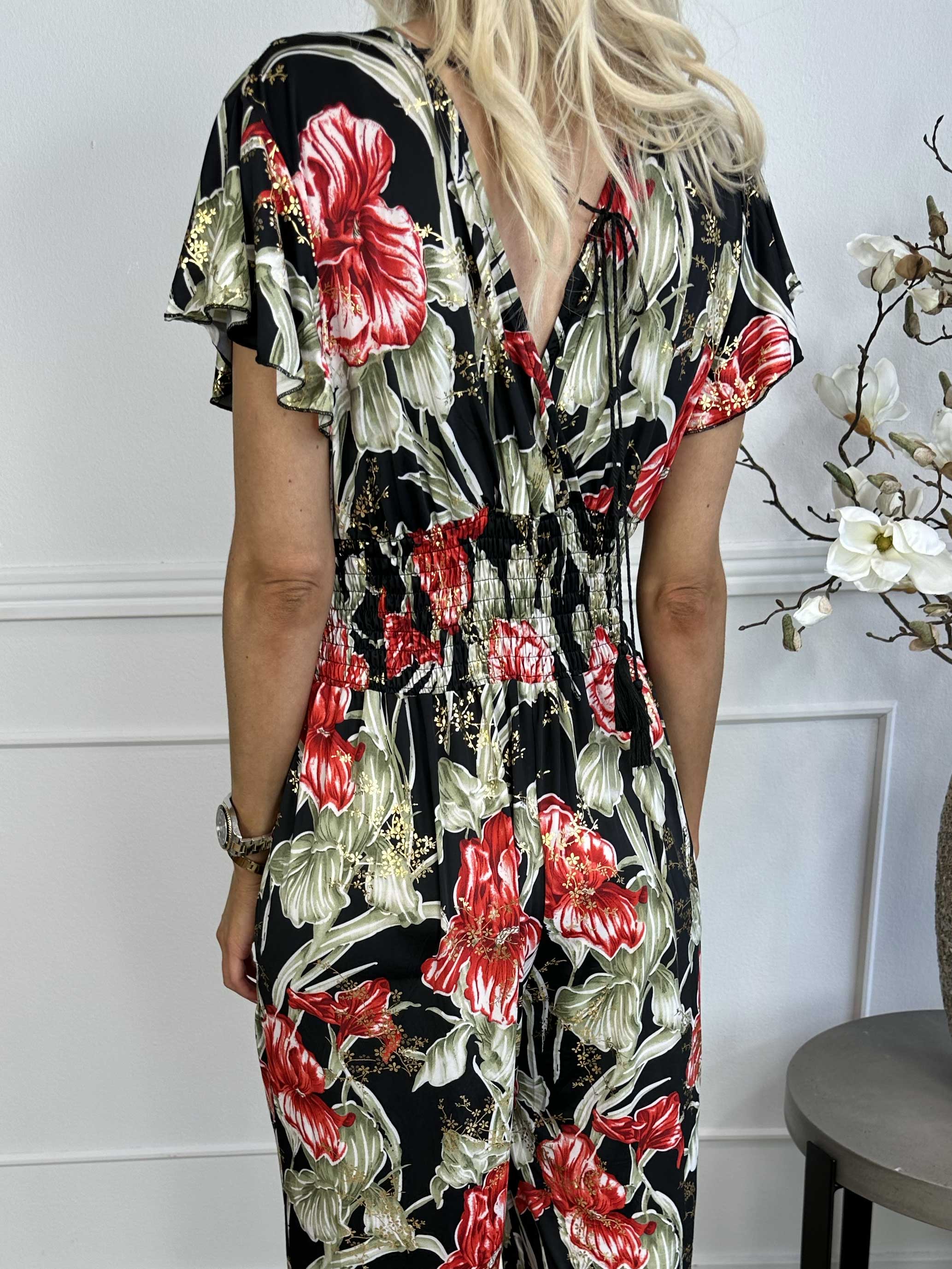 Pams Spring Jumpsuit O/B - Blomstret elastisk buksedragt