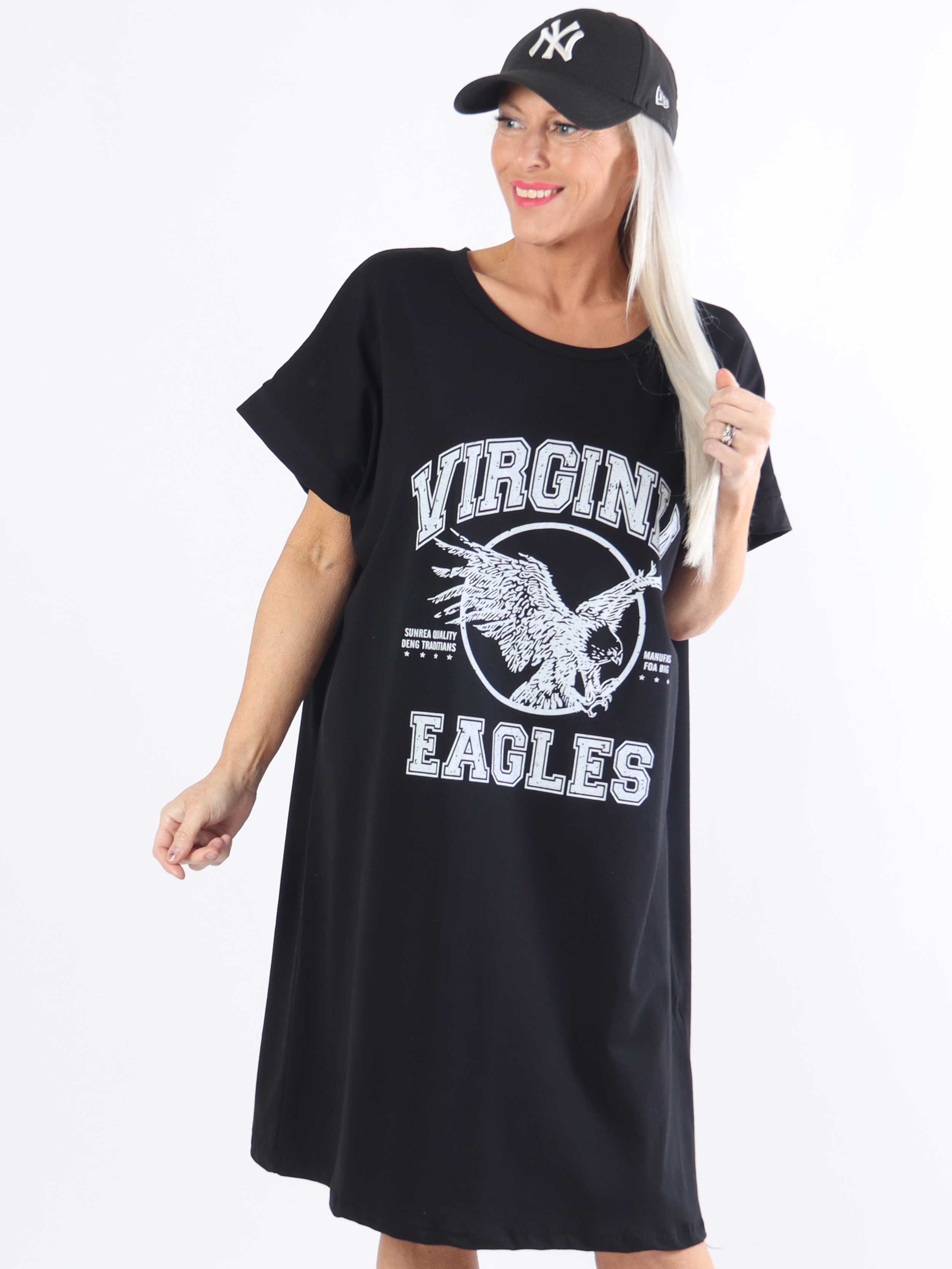 Pernille - Plus size t-shirtkjole i bomuld med tryk