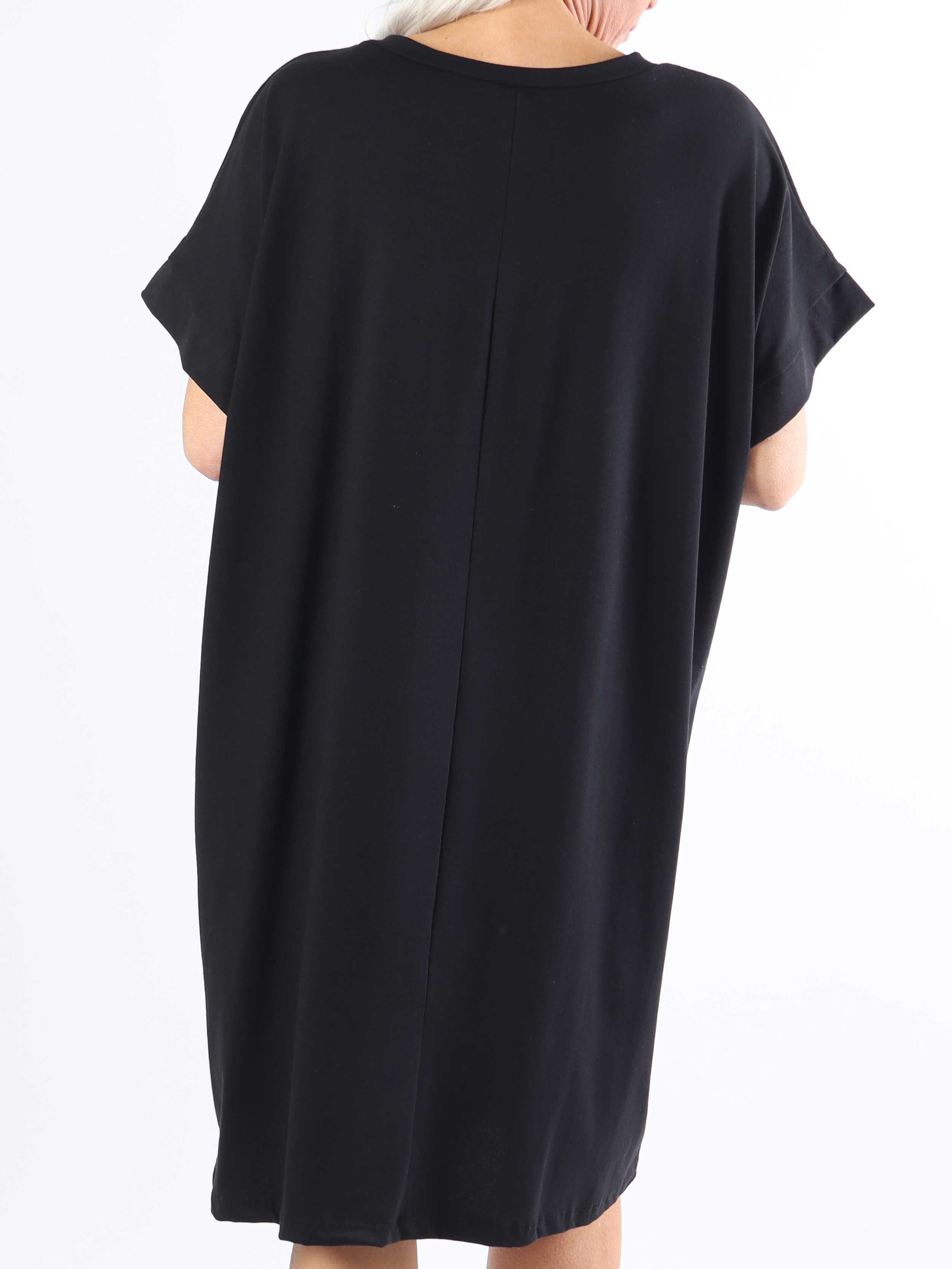 Pernille - Plus size t-shirtkjole i bomuld med tryk