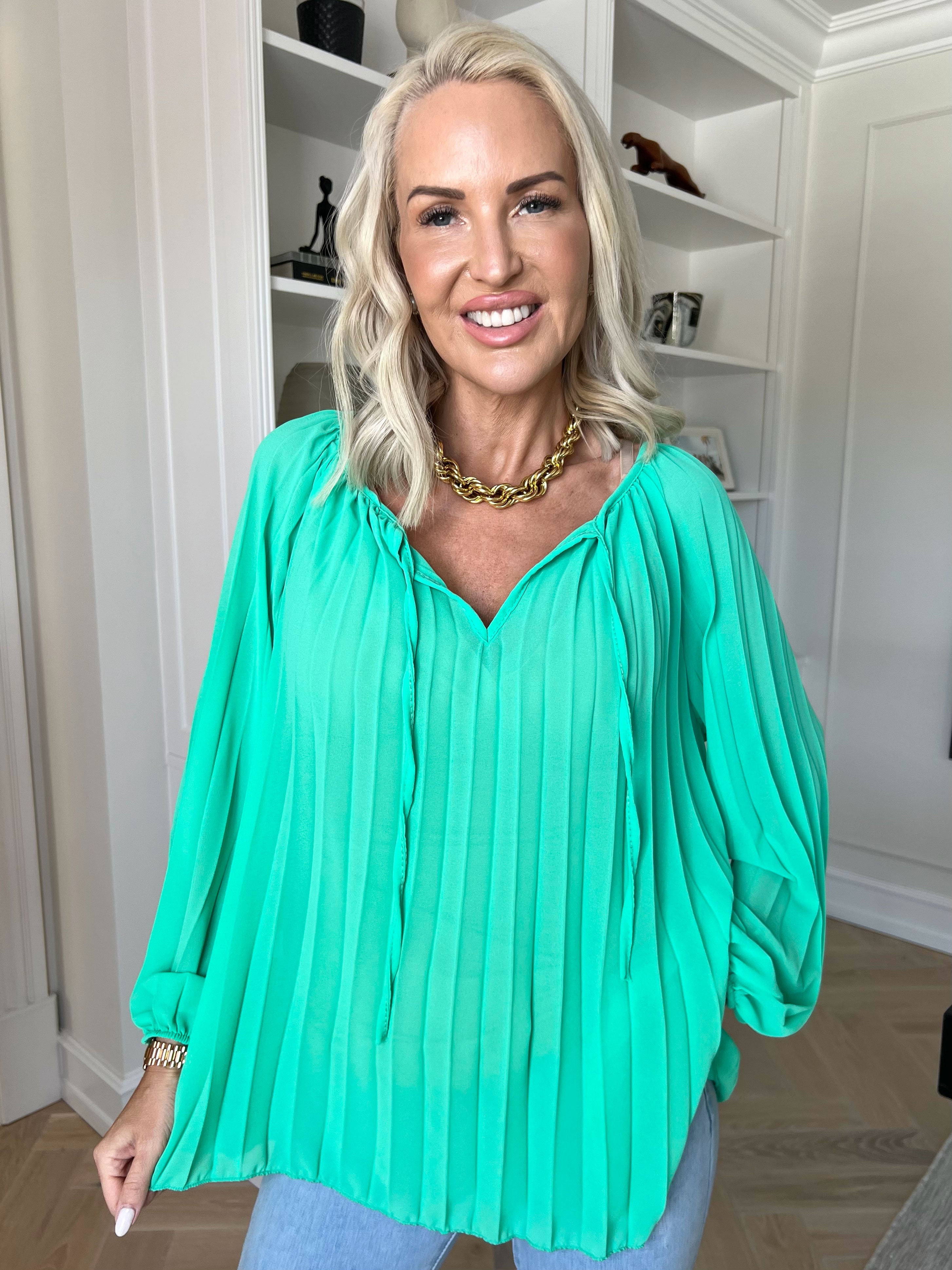 Philippa Shirt - Sød plisseret tunika i semi-transparent chiffon