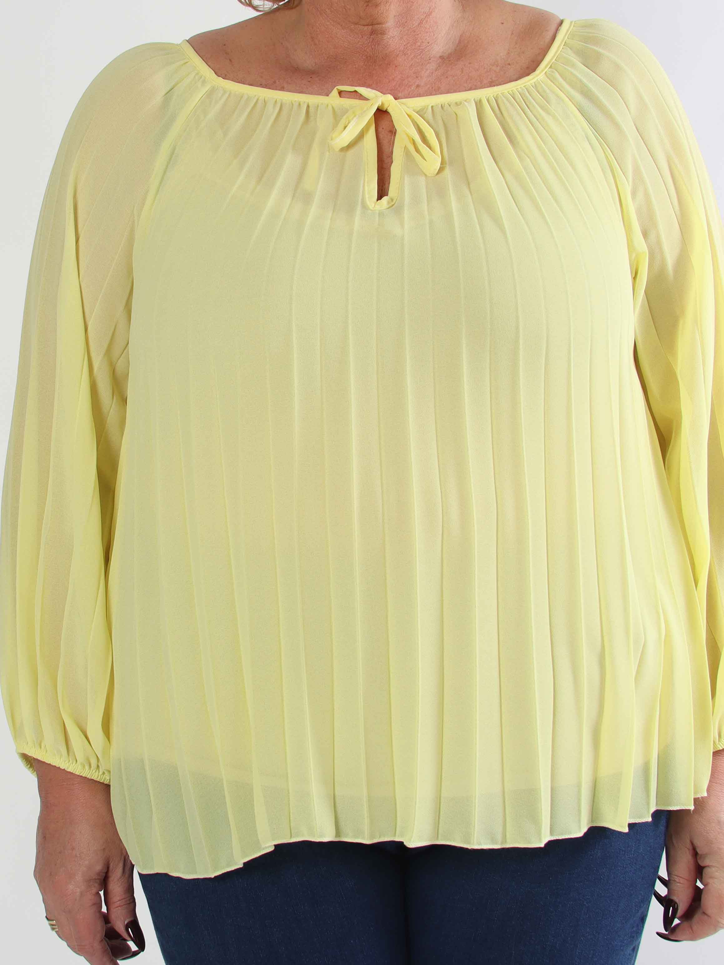 Philippa Shirt - Sød plisseret plus size tunika i semi-transparent chiffon