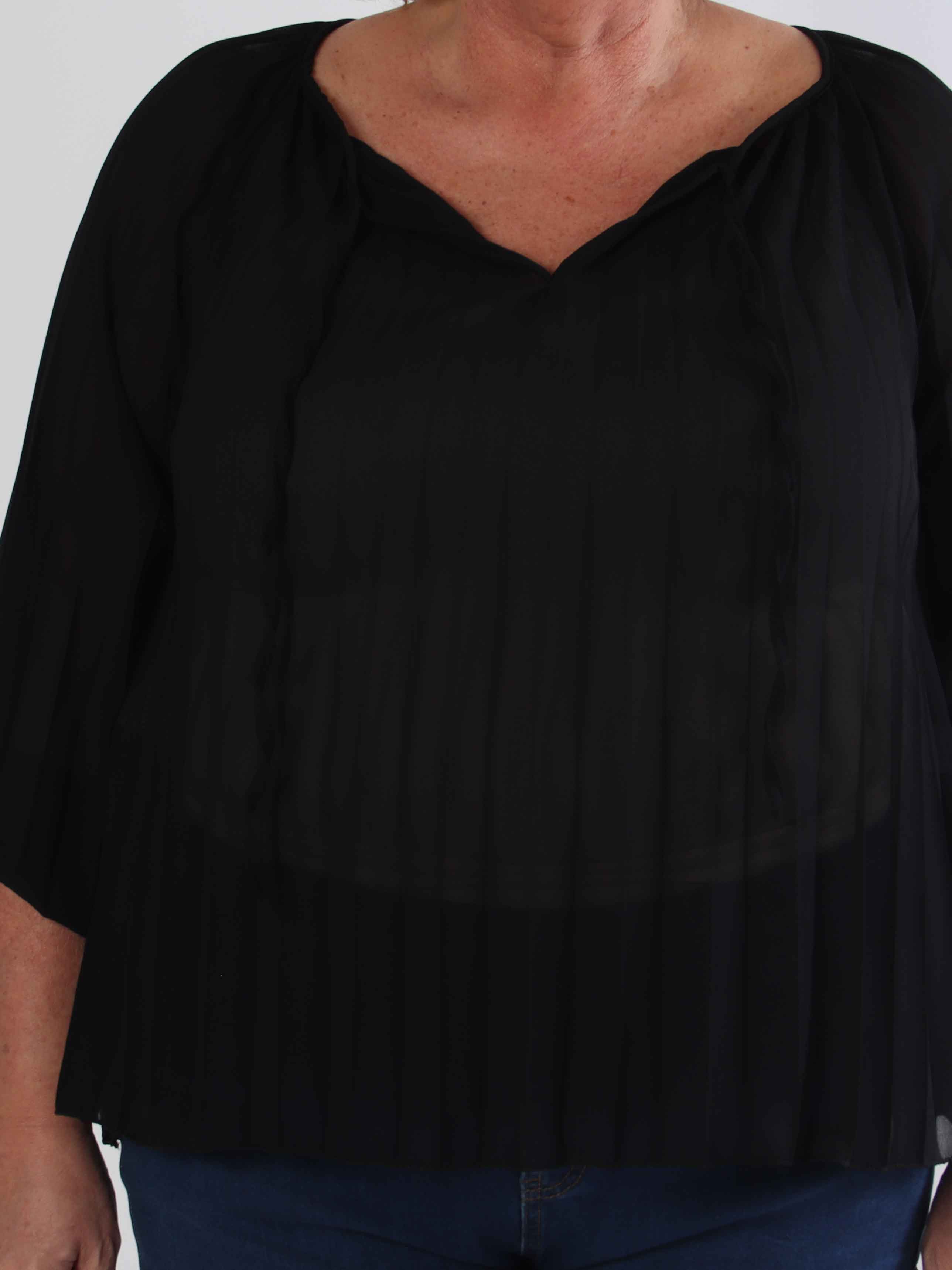 Philippa Shirt - Sød plisseret plus size tunika i semi-transparent chiffon