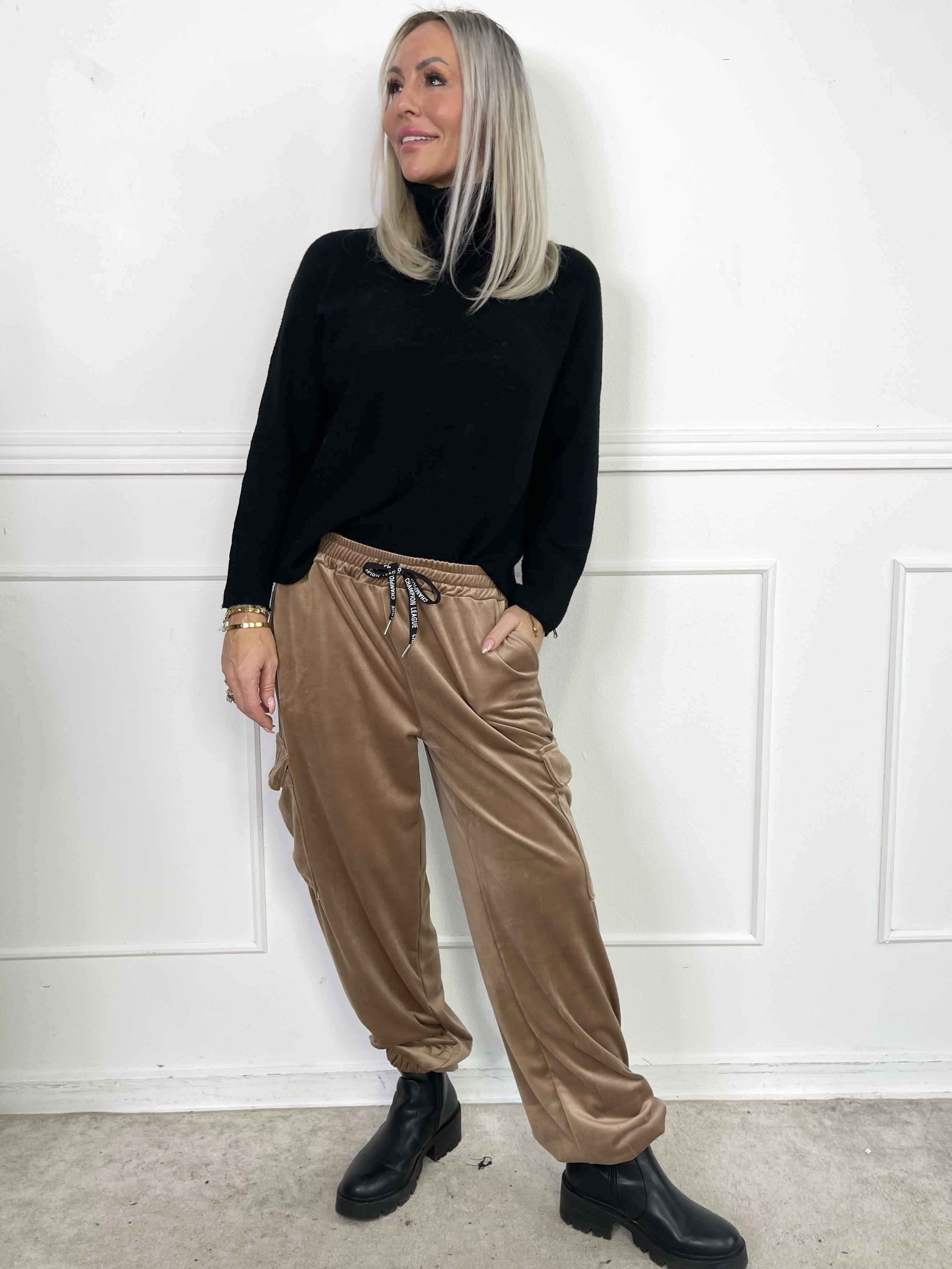 Pippa - Bløde cargobukser i velour