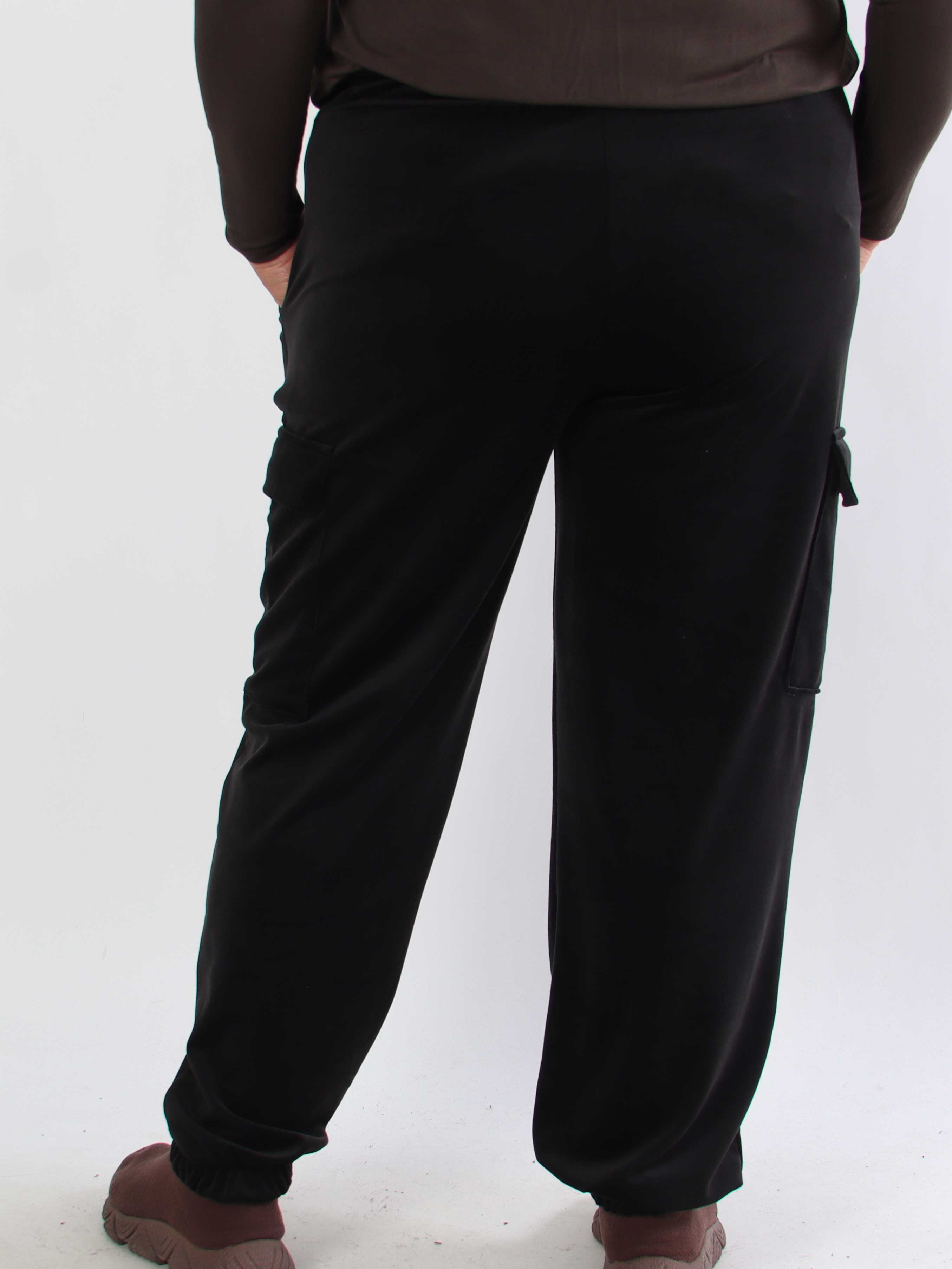 Pippa - Bløde plus size cargobukser i velour