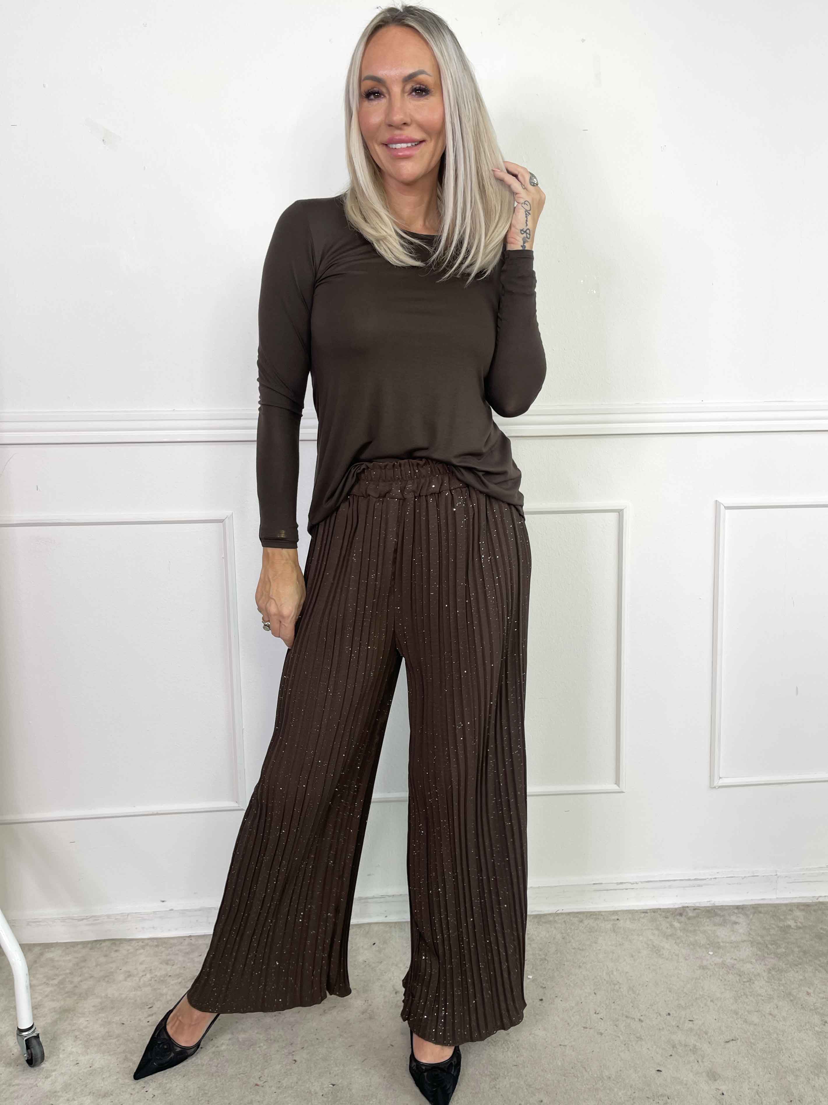 Pola Glitter - Plisseret løse bukser med glimmer