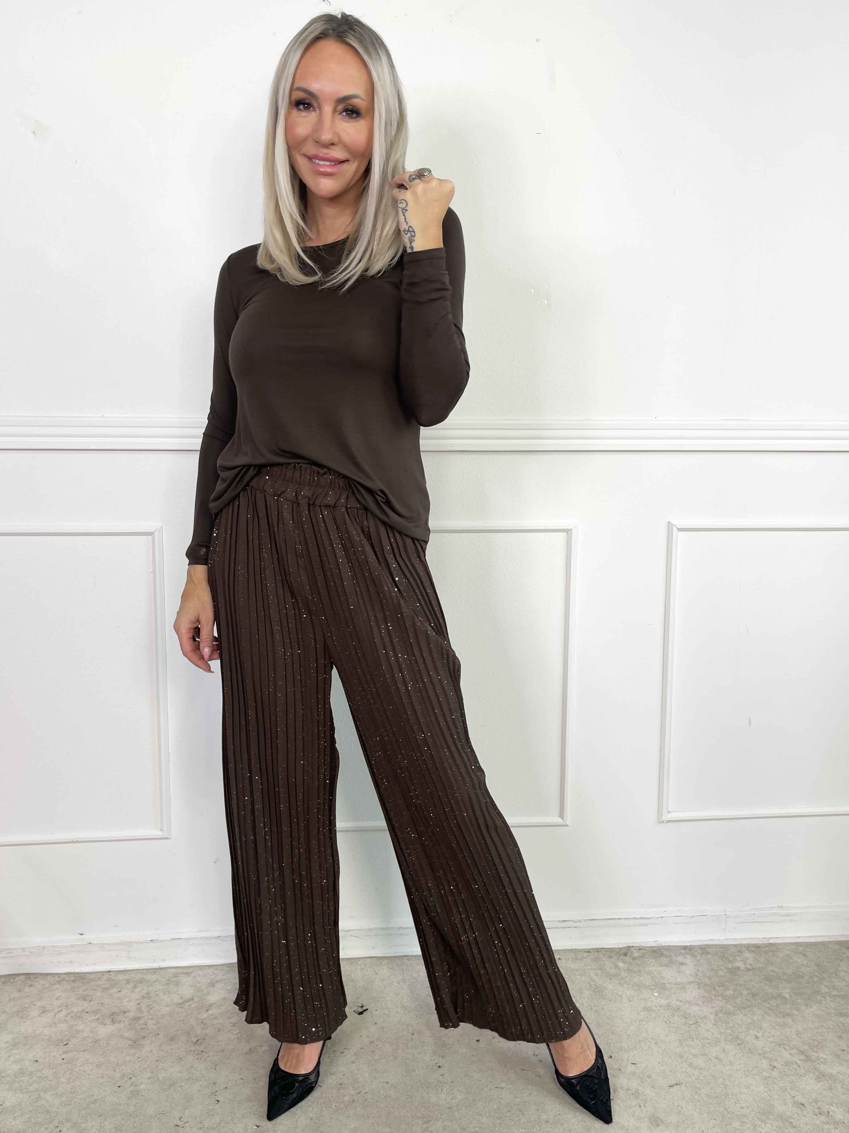 Pola Glitter - Plisseret løse bukser med glimmer