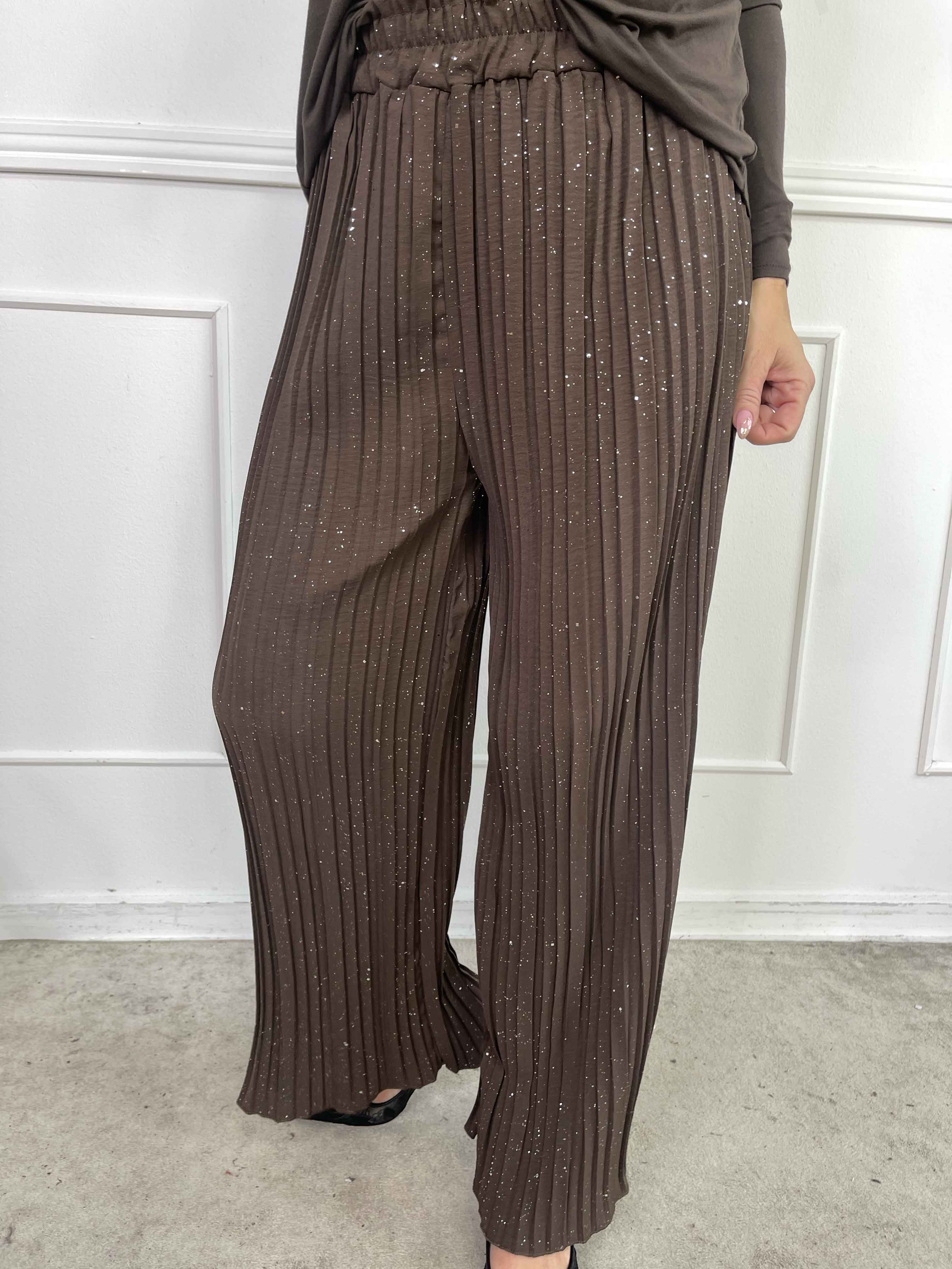Pola Glitter - Plisseret løse bukser med glimmer