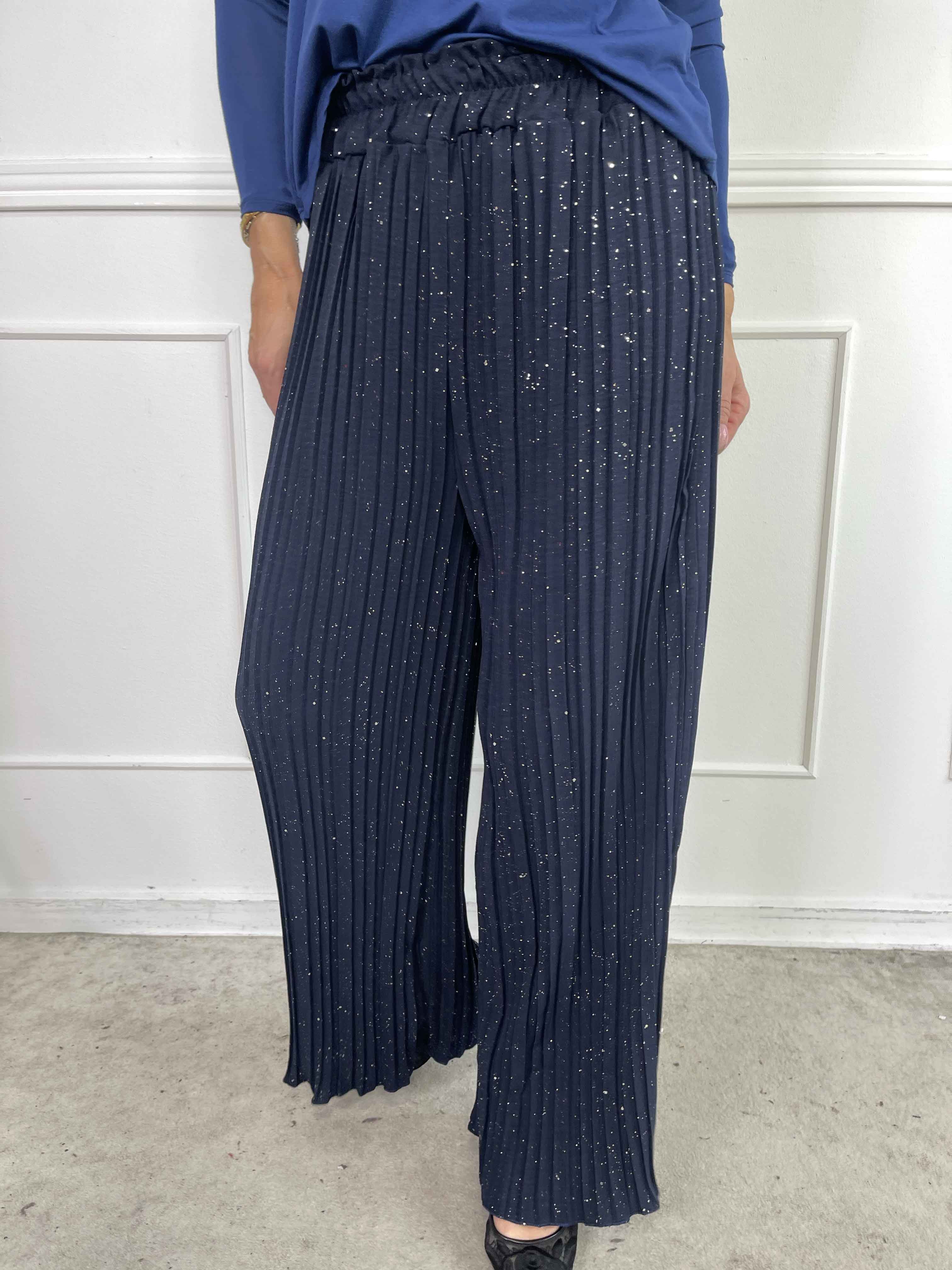Pola Glitter - Plisseret løse bukser med glimmer