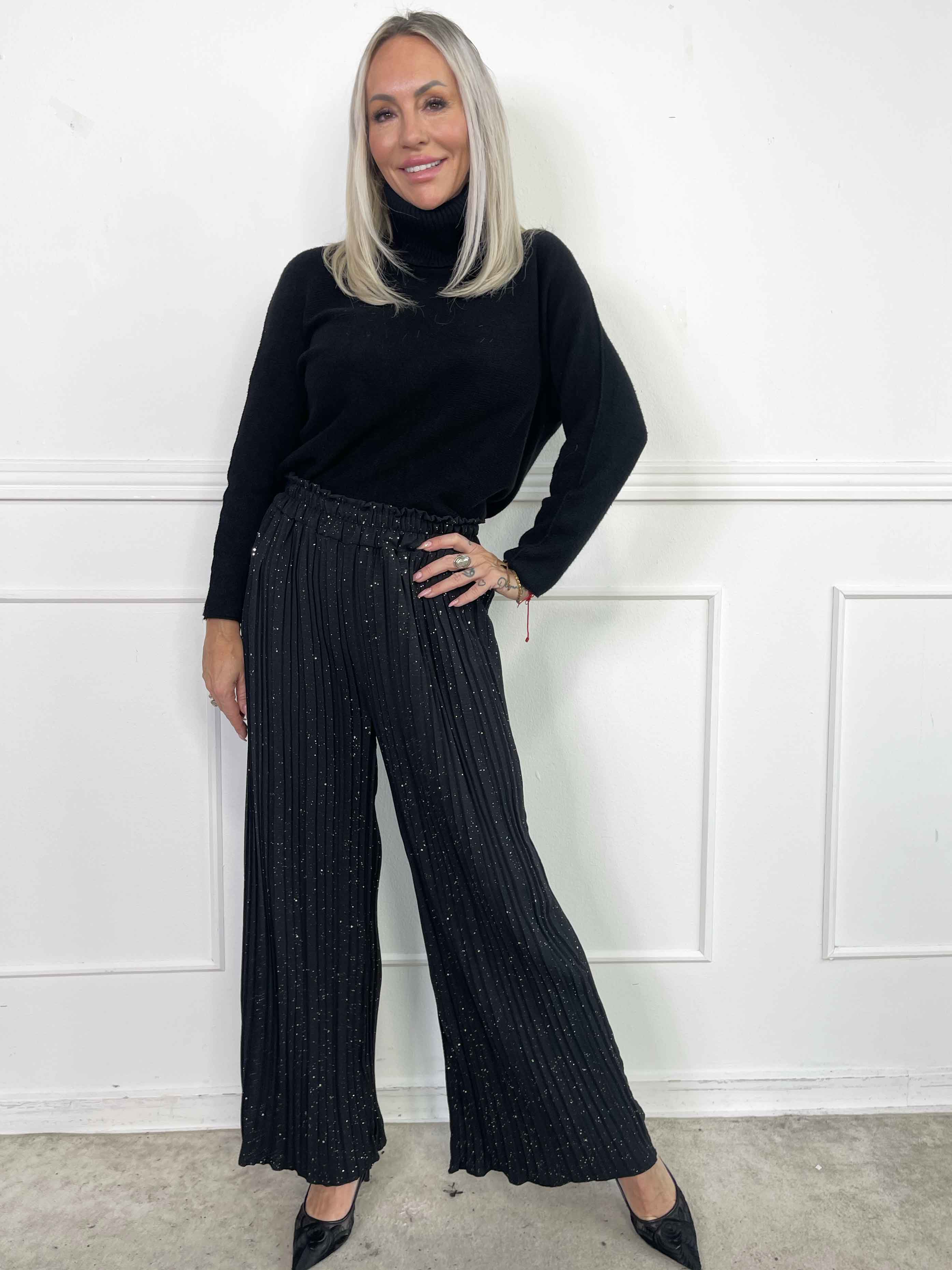 Pola Glitter - Plisseret løse bukser med glimmer