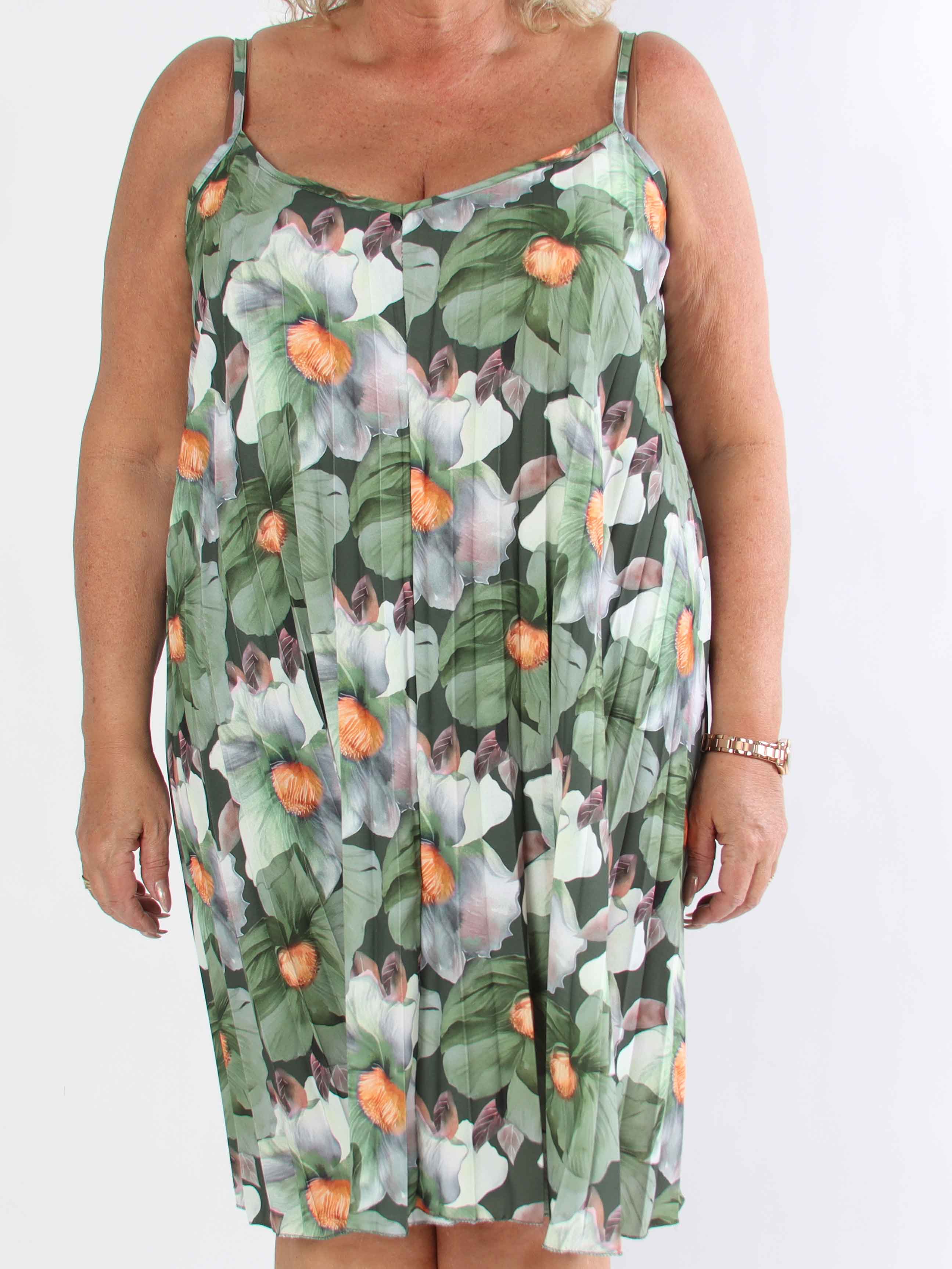 Poppy - Sød plisseret stropkjole i viskose med blomsterprint