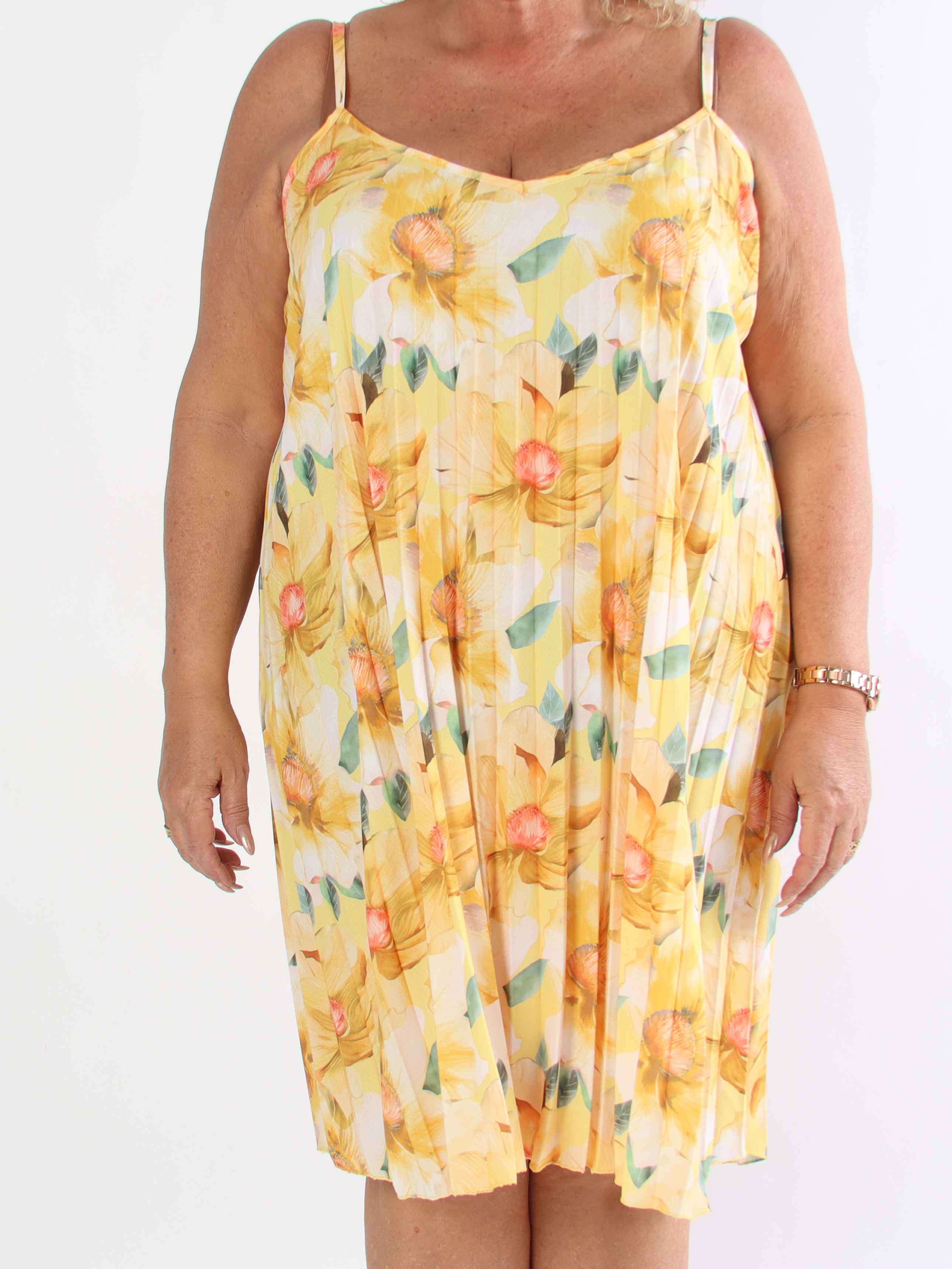 Poppy - Sød plisseret stropkjole i viskose med blomsterprint