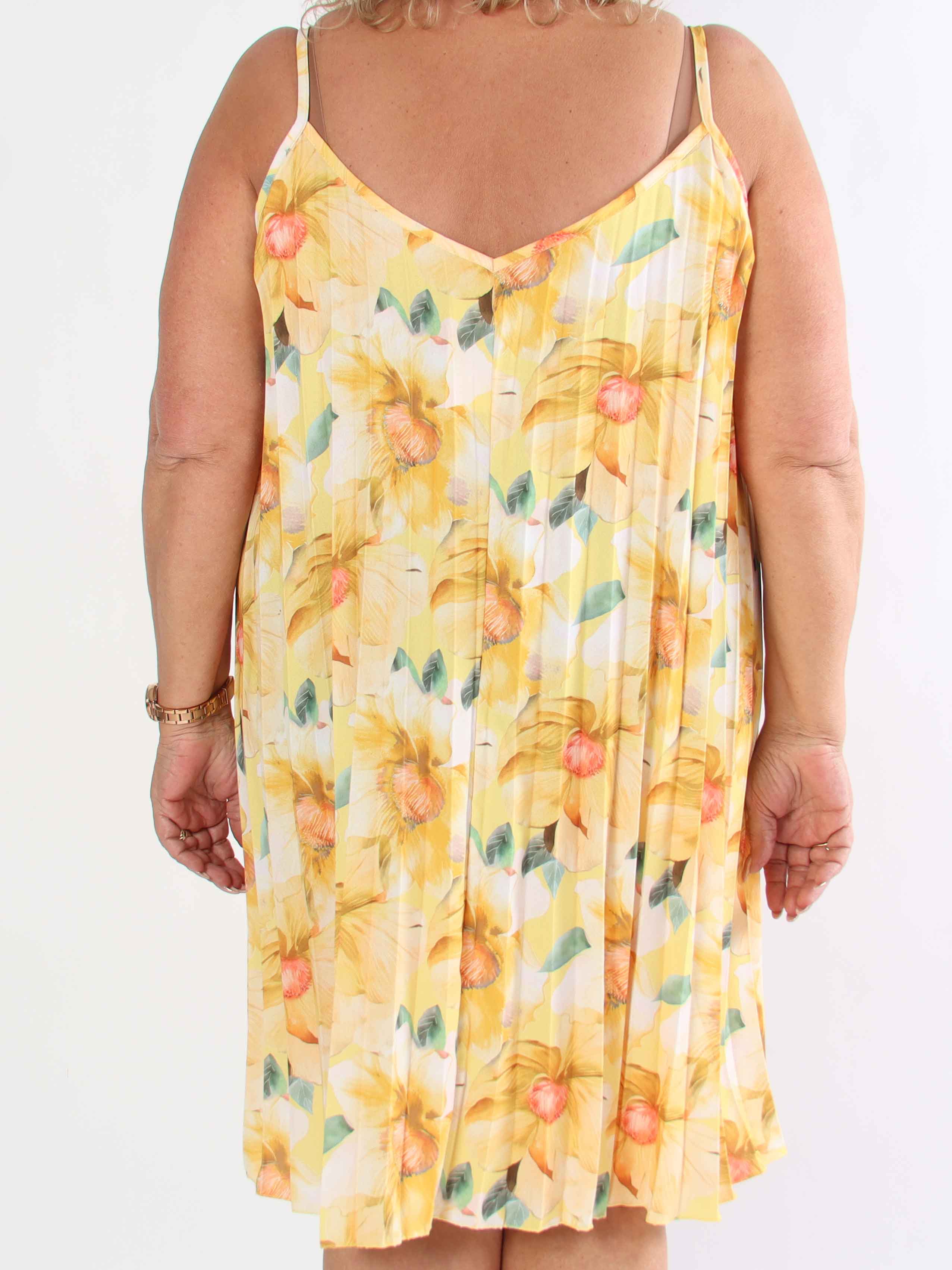 Poppy - Sød plisseret stropkjole i viskose med blomsterprint