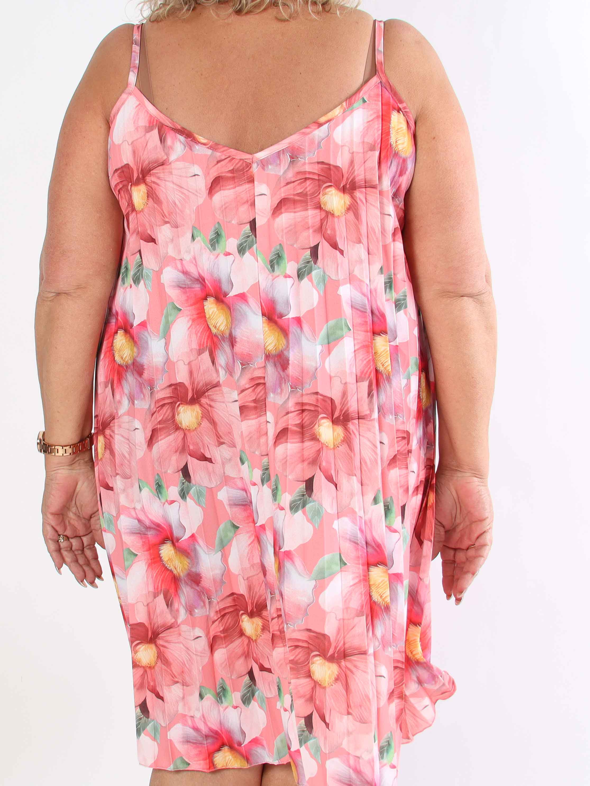 Poppy - Sød plisseret stropkjole i viskose med blomsterprint