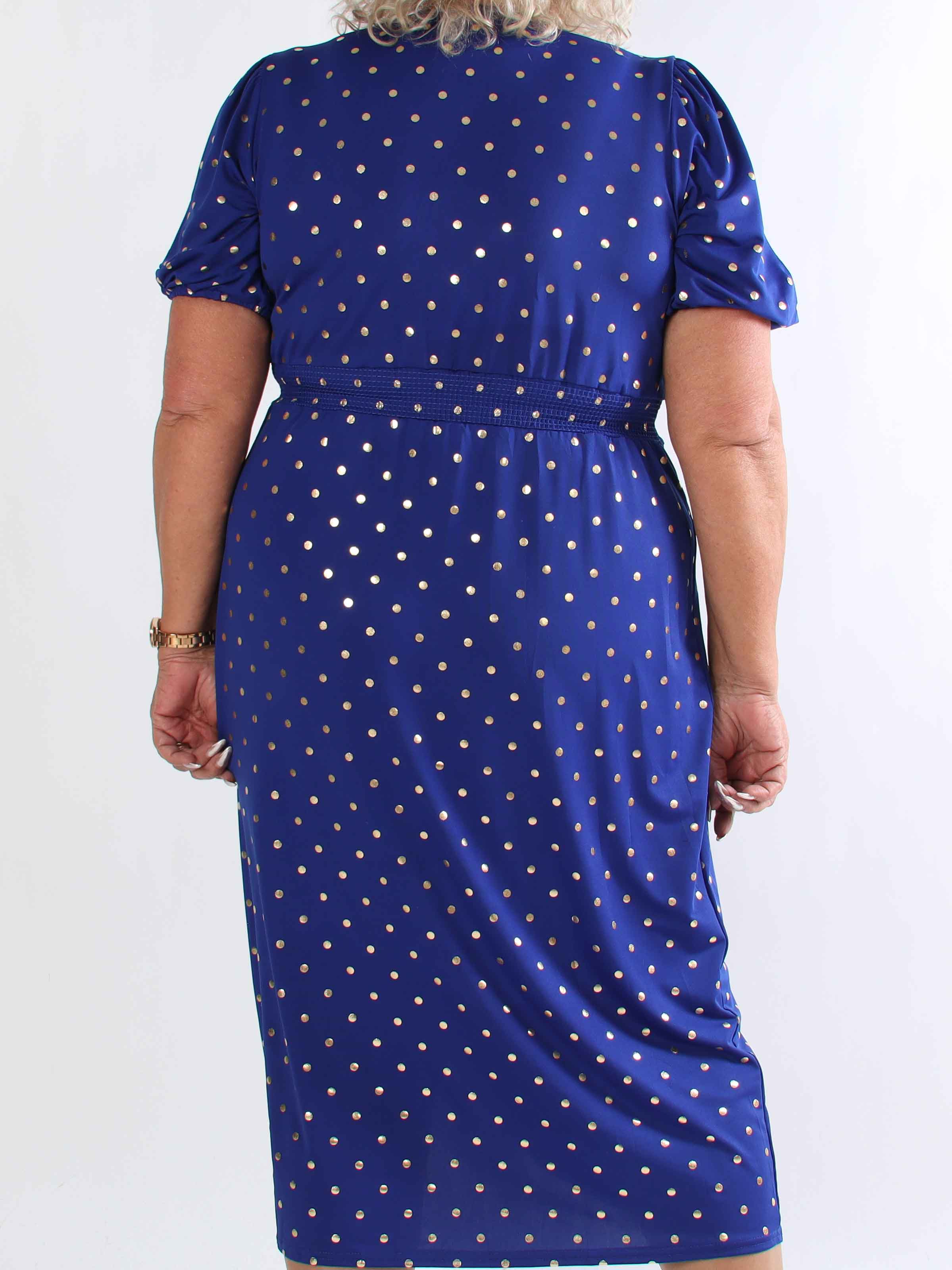 Primula Dust Gold - Plus size kjole i slå-om look med guld prikker