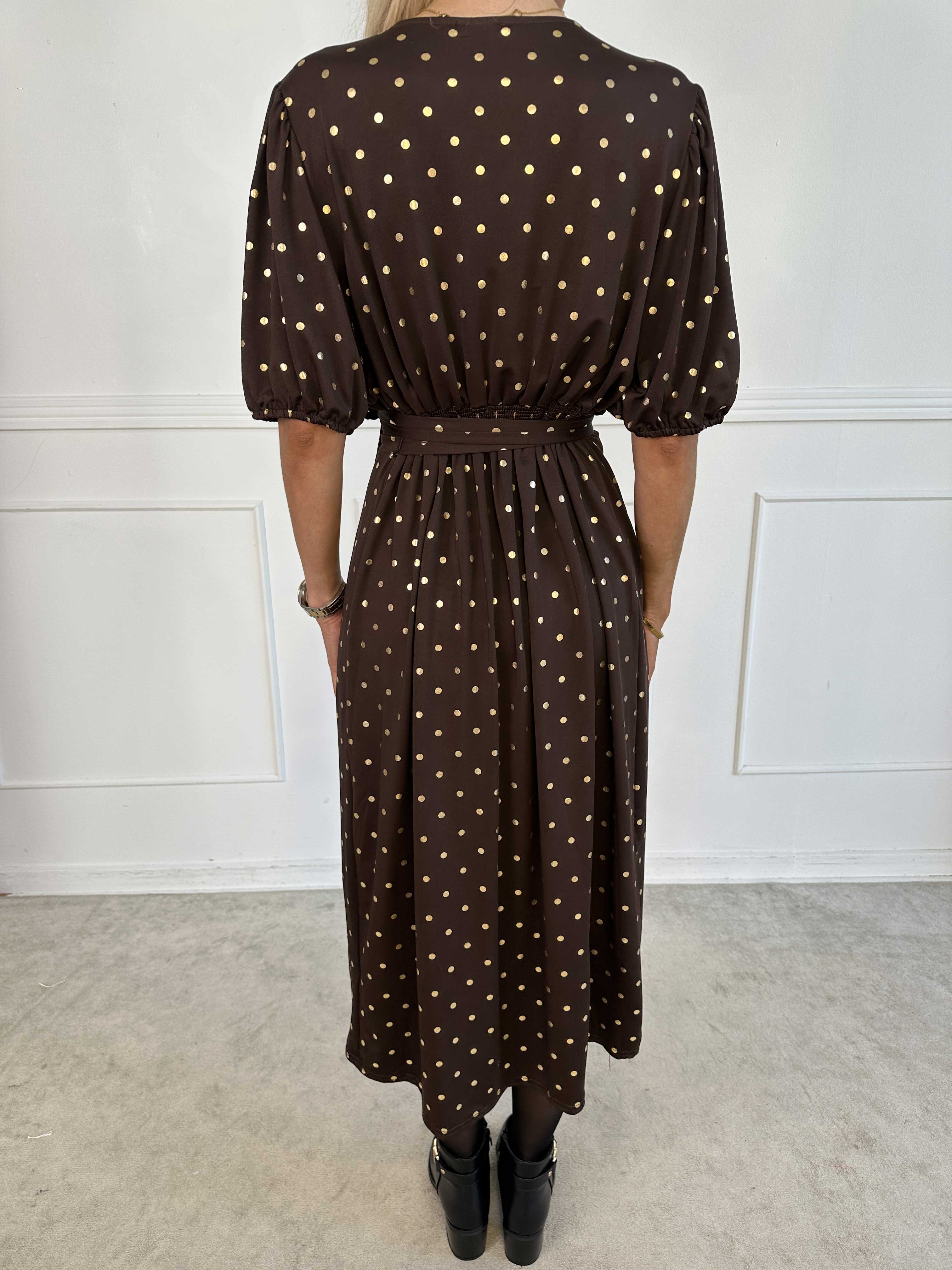 Primula Dust Gold - Kjole i slå-om look med guld prikker