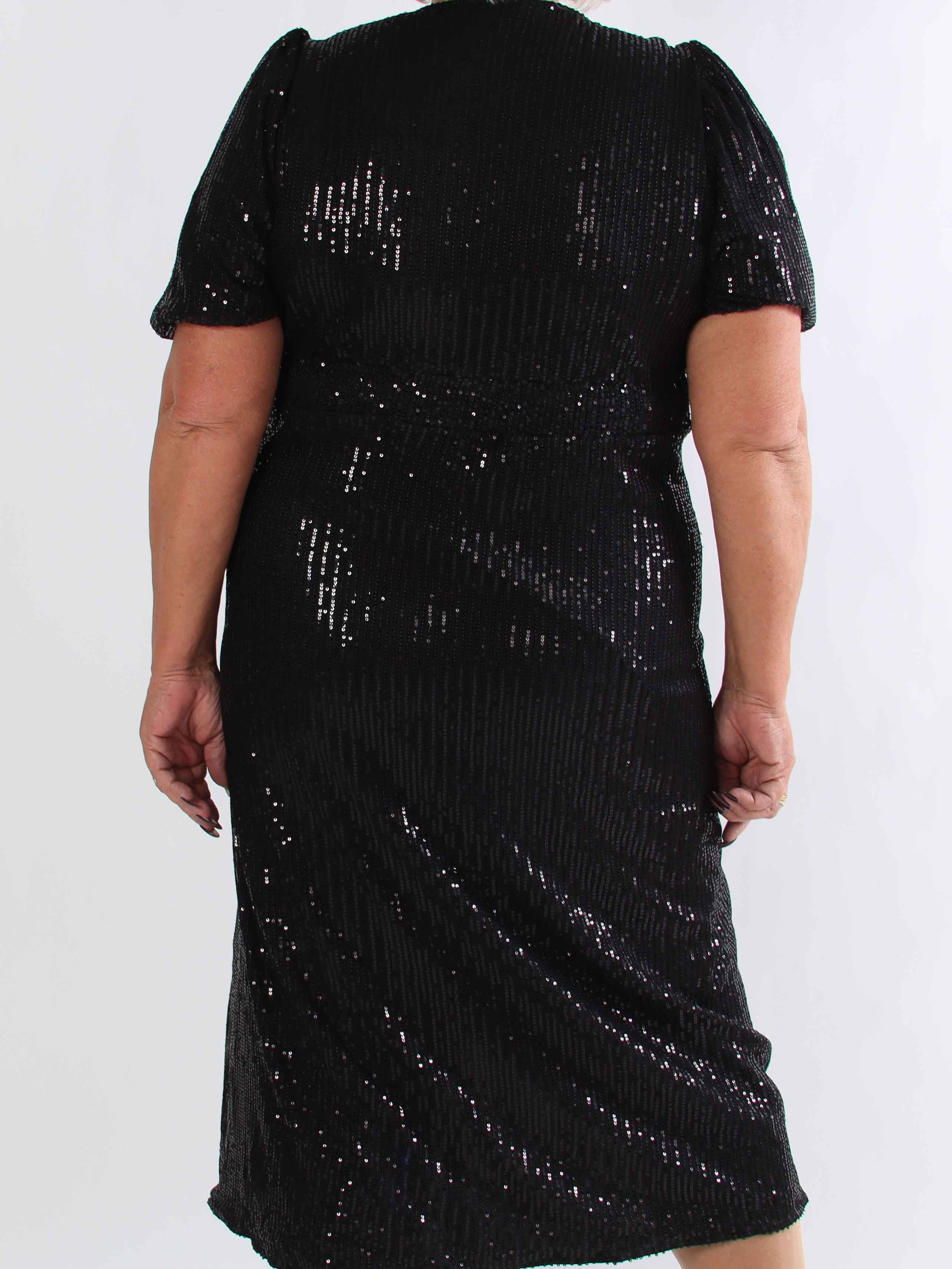 Primula Glitter - Plus size kjole i slå-om look med pailletter
