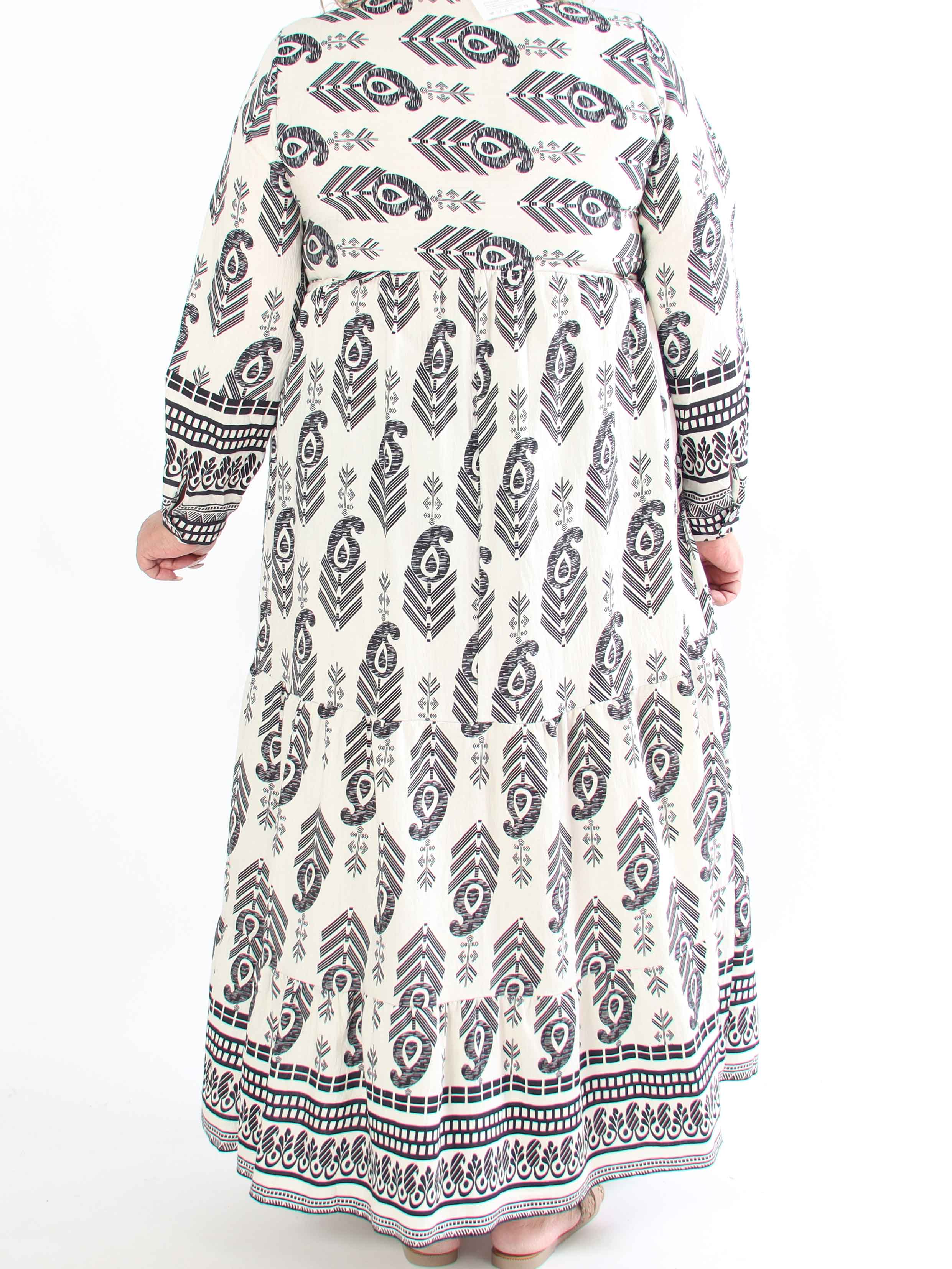 Raina - Lang mønstret plus size kjole i viskose