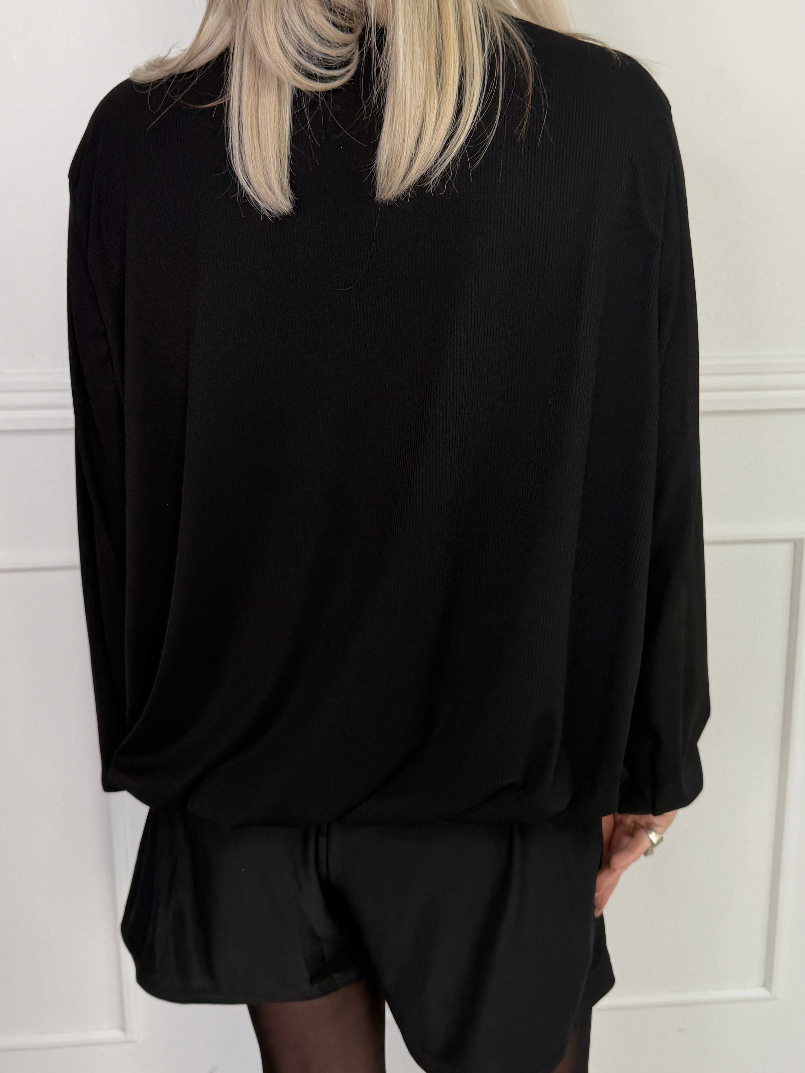 Rakel Plain - Langærmet bluse i ribbet stof