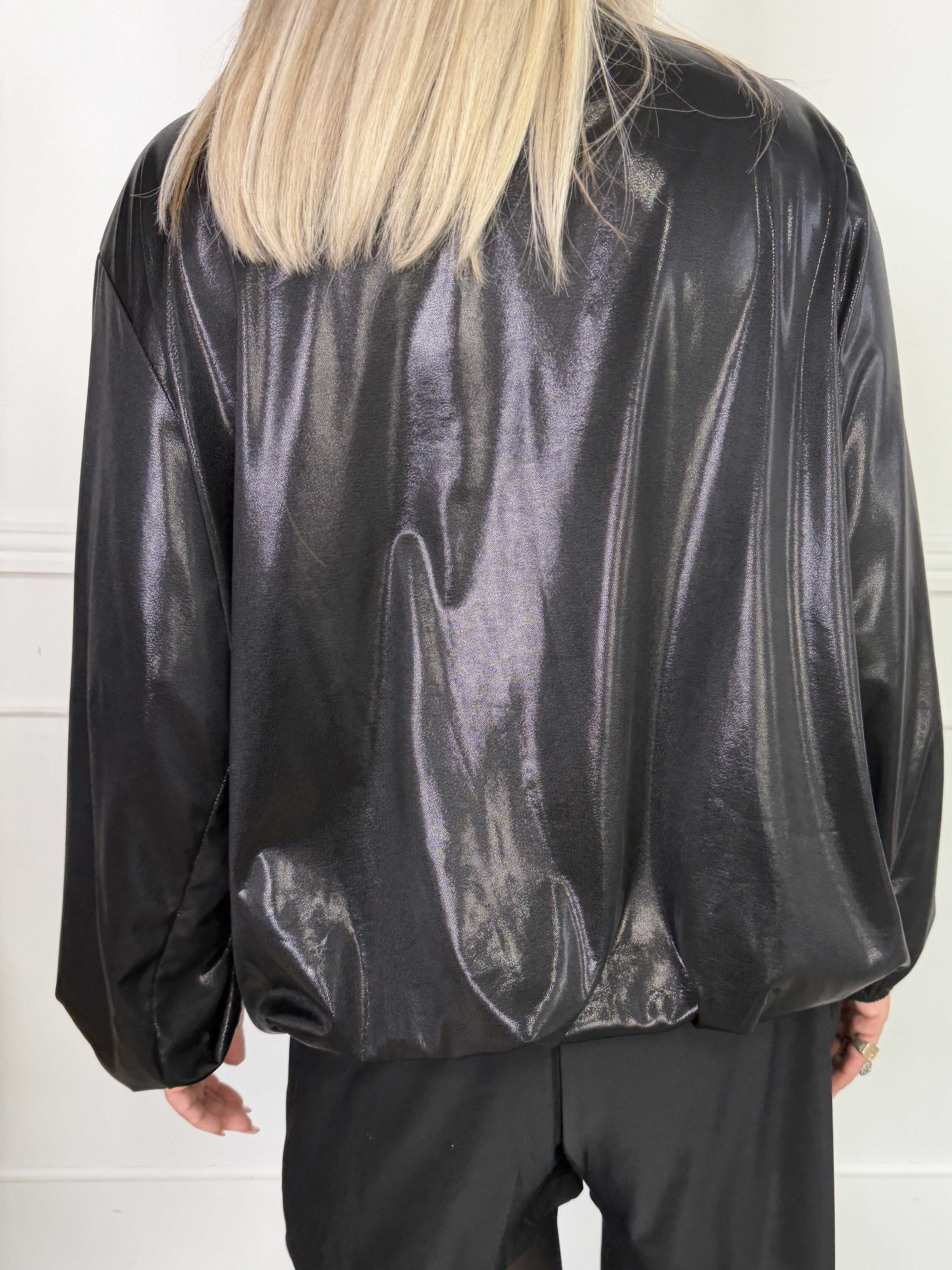 Rakel Shiny - Langærmet bluse i skinnende stof