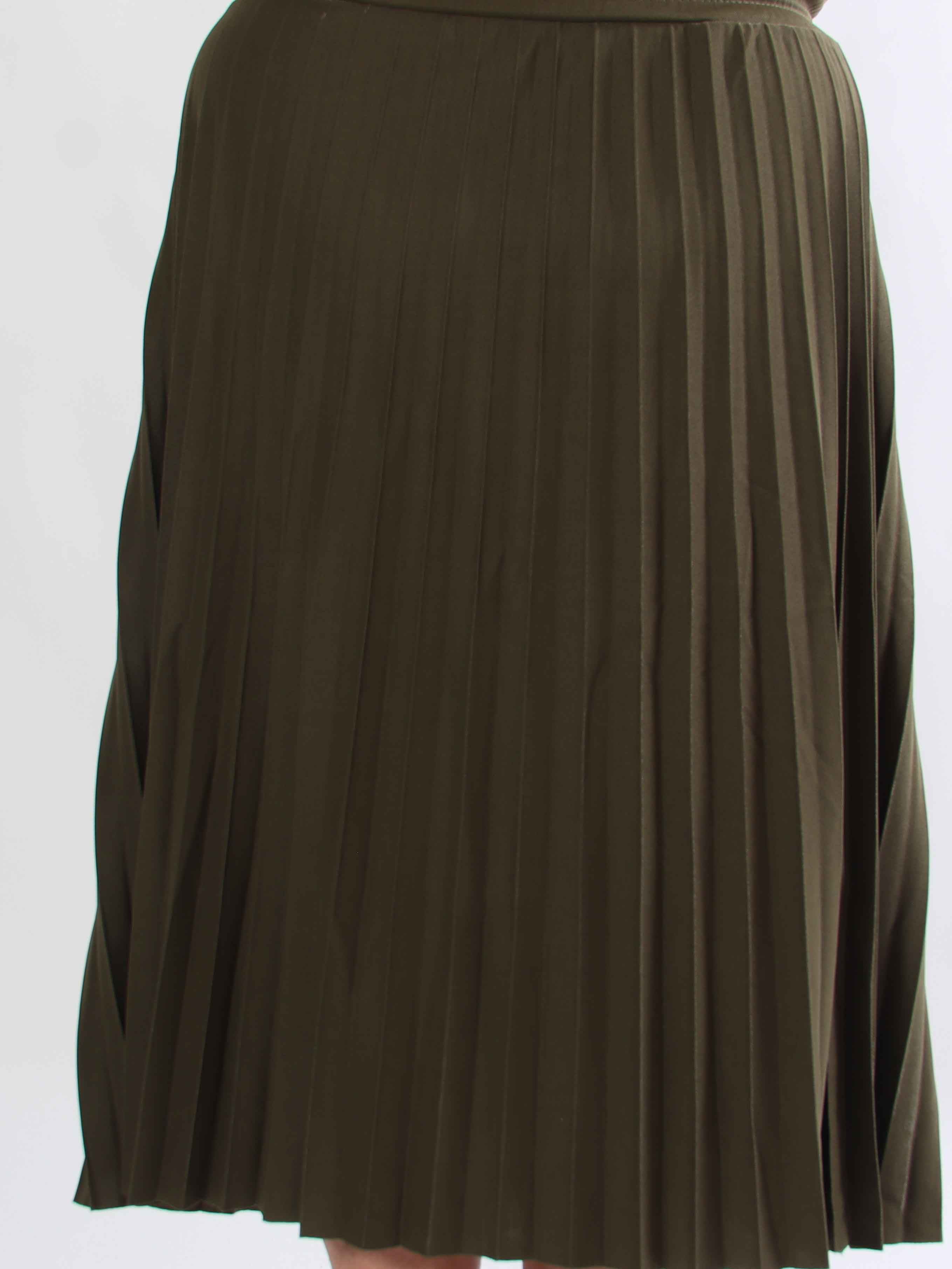 Regitze - Plisseret nederdel i let shiny materiale med elastik i taljen