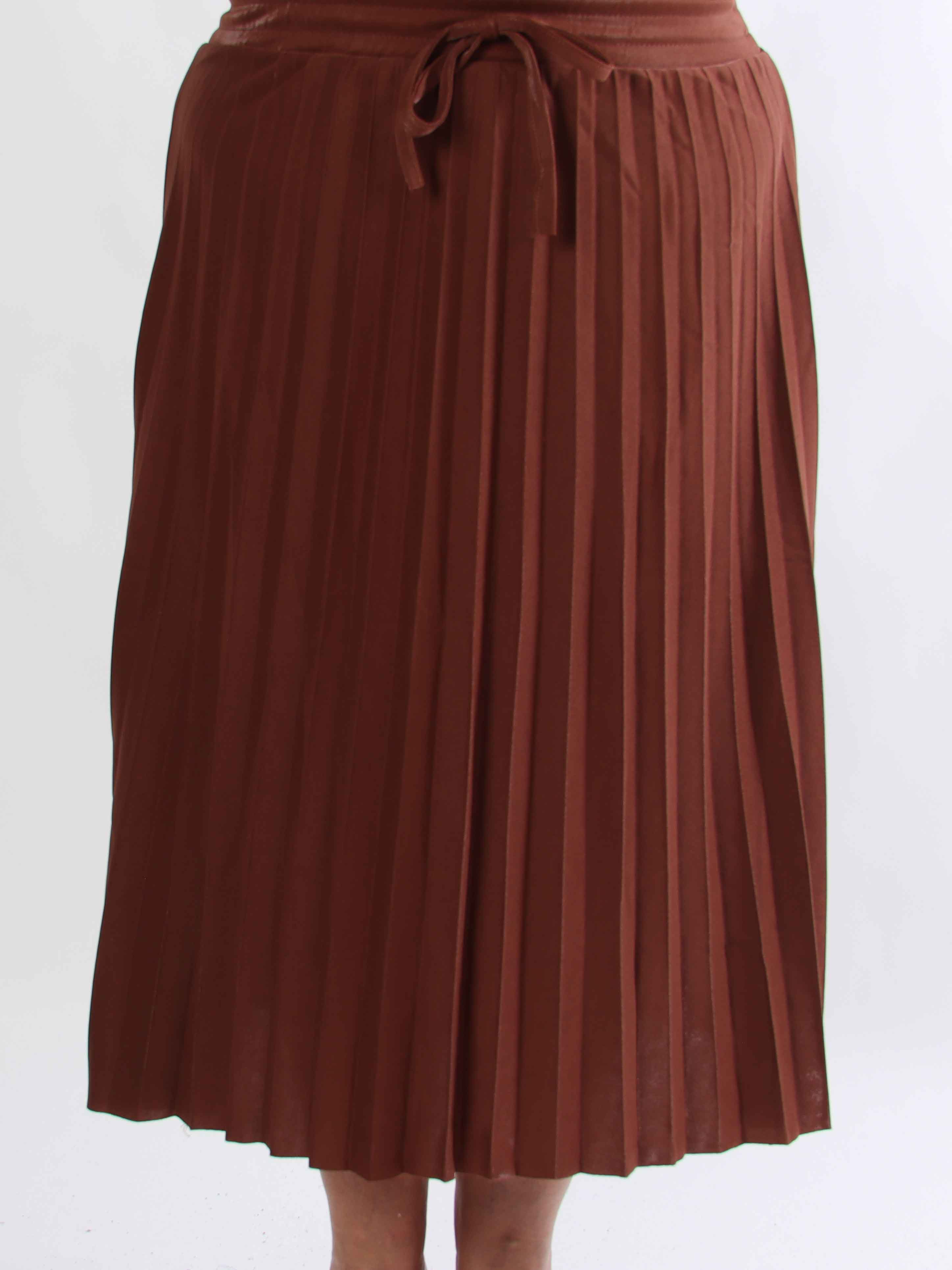 Regitze - Plisseret nederdel i let shiny materiale med elastik i taljen