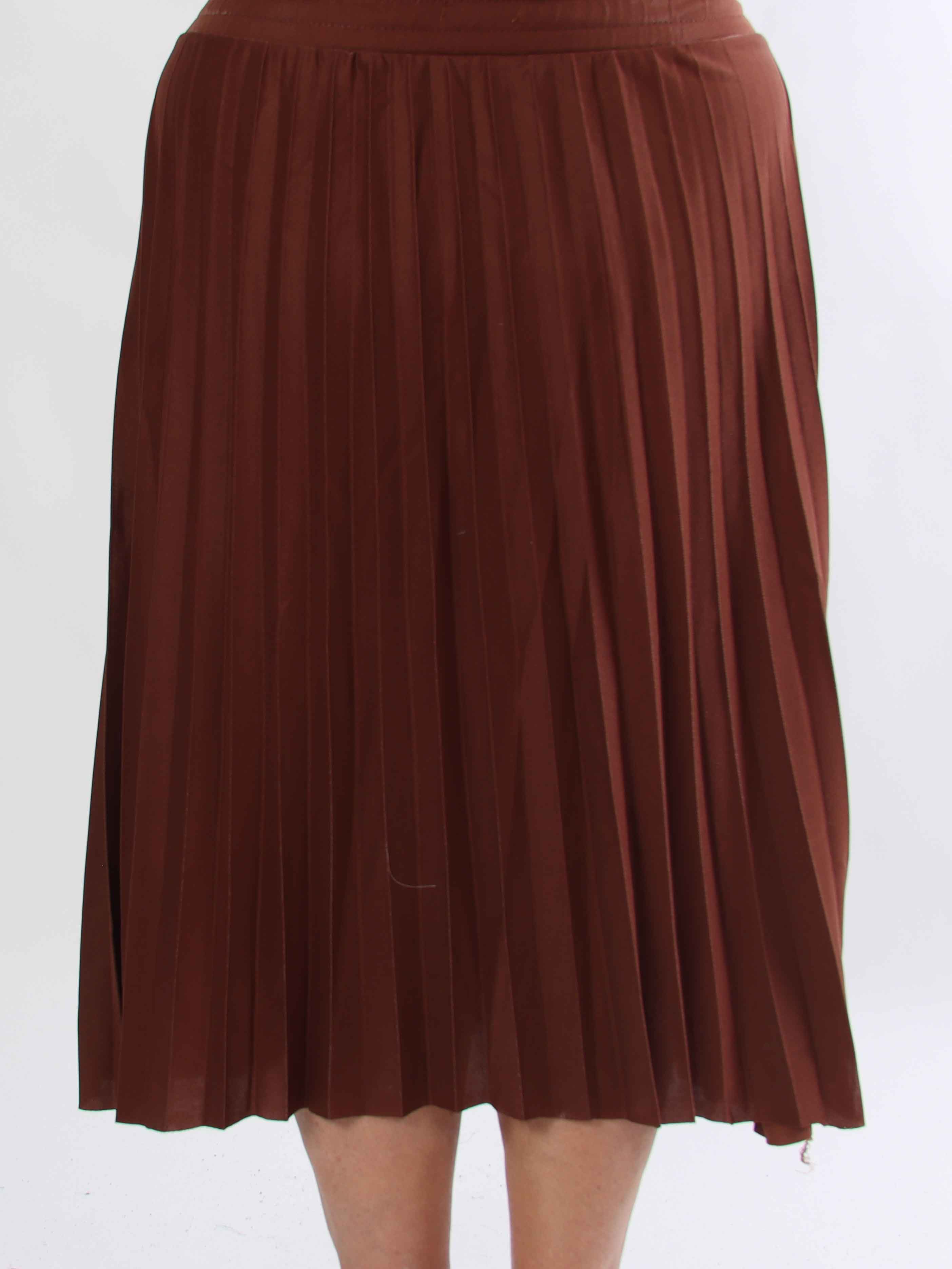 Regitze - Plisseret nederdel i let shiny materiale med elastik i taljen