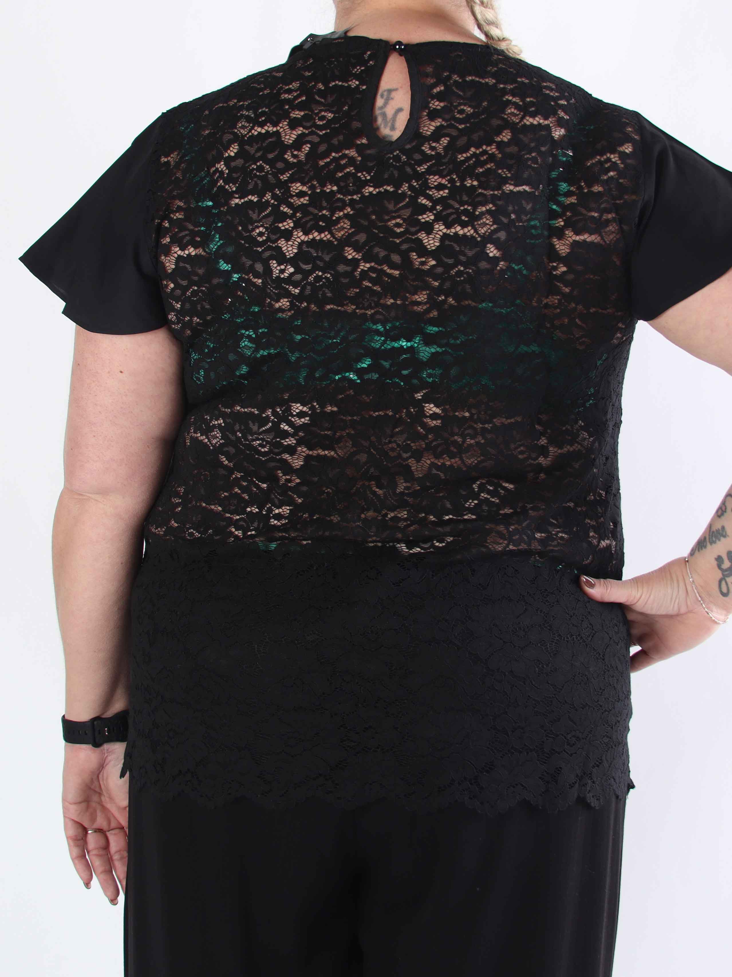Remi - Plus size blondebluse med transparent blonde på ryg