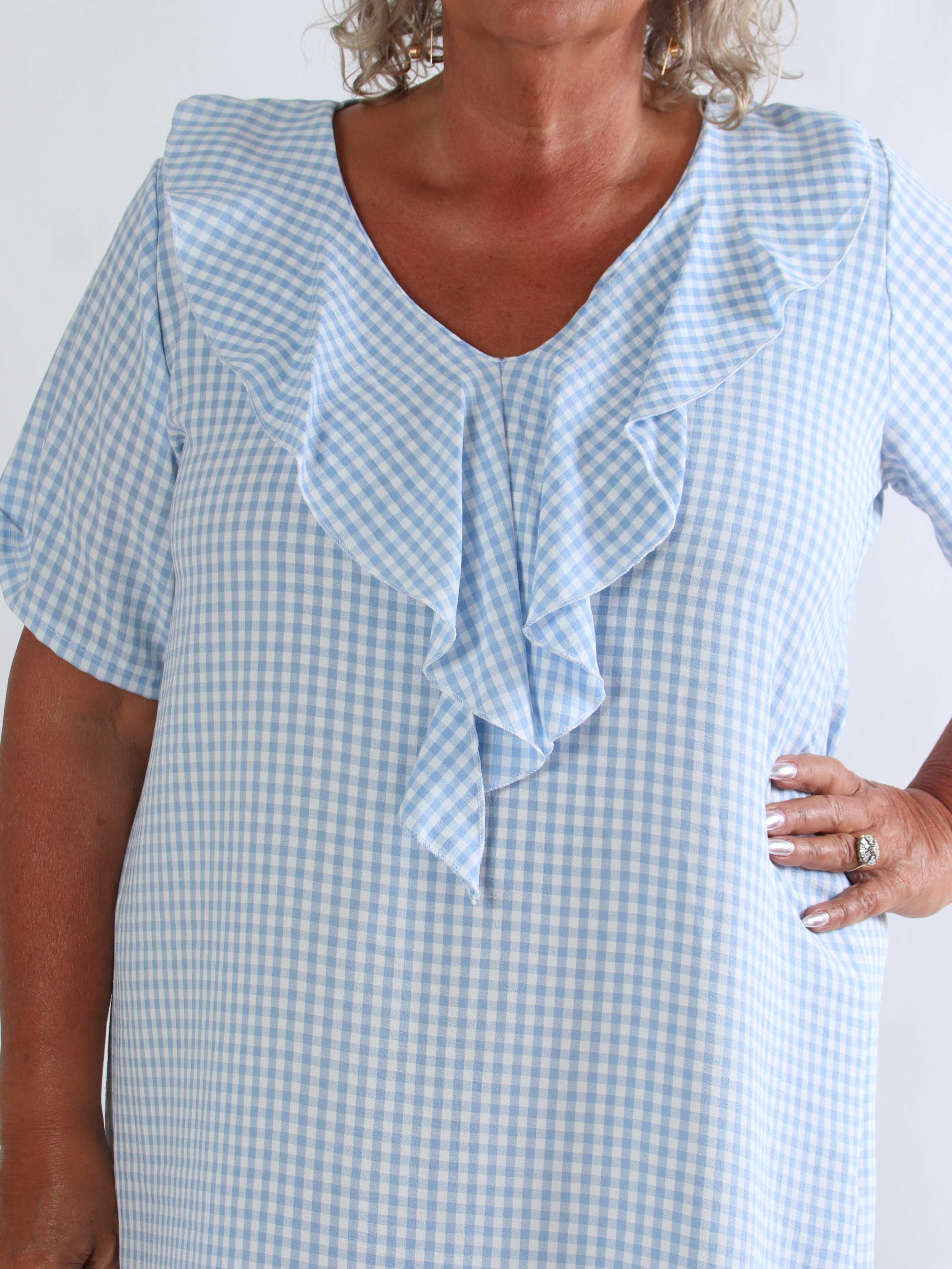 Roma - Stilfuld ternet plus size tunikakjole i let viskoseblanding