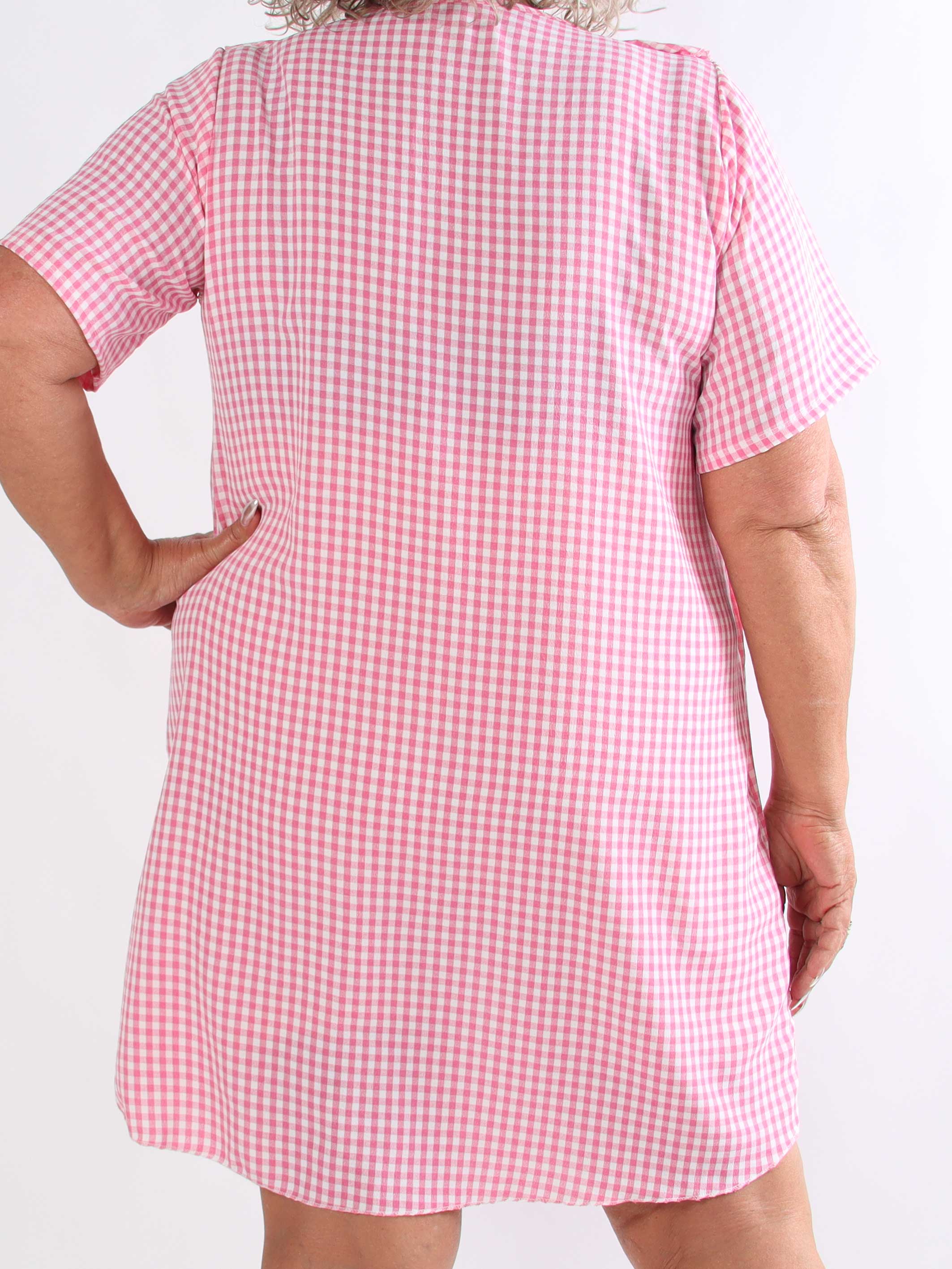 Roma - Stilfuld ternet plus size tunikakjole i let viskoseblanding