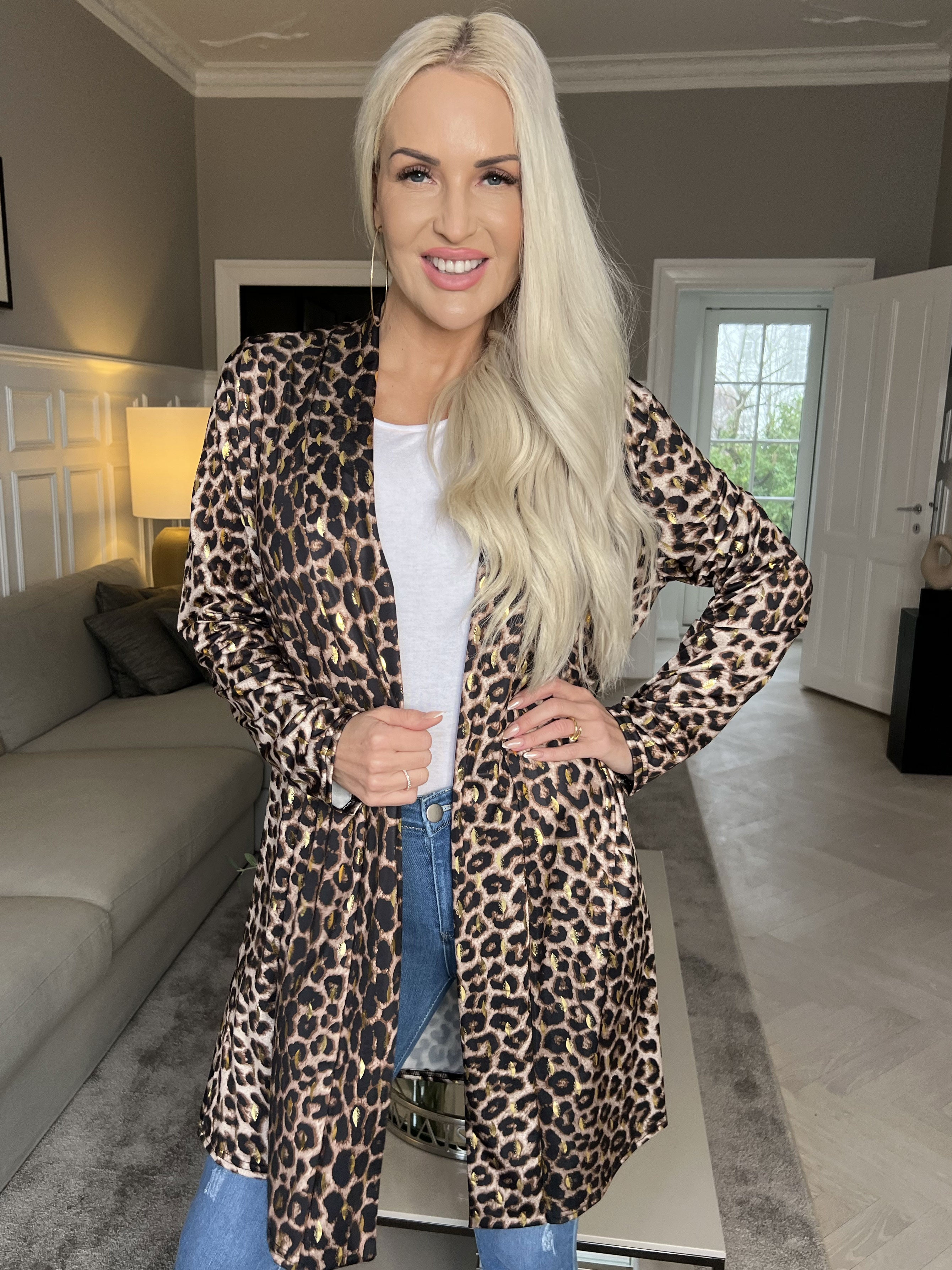 Rosa Animal - Elastisk cardigan med print