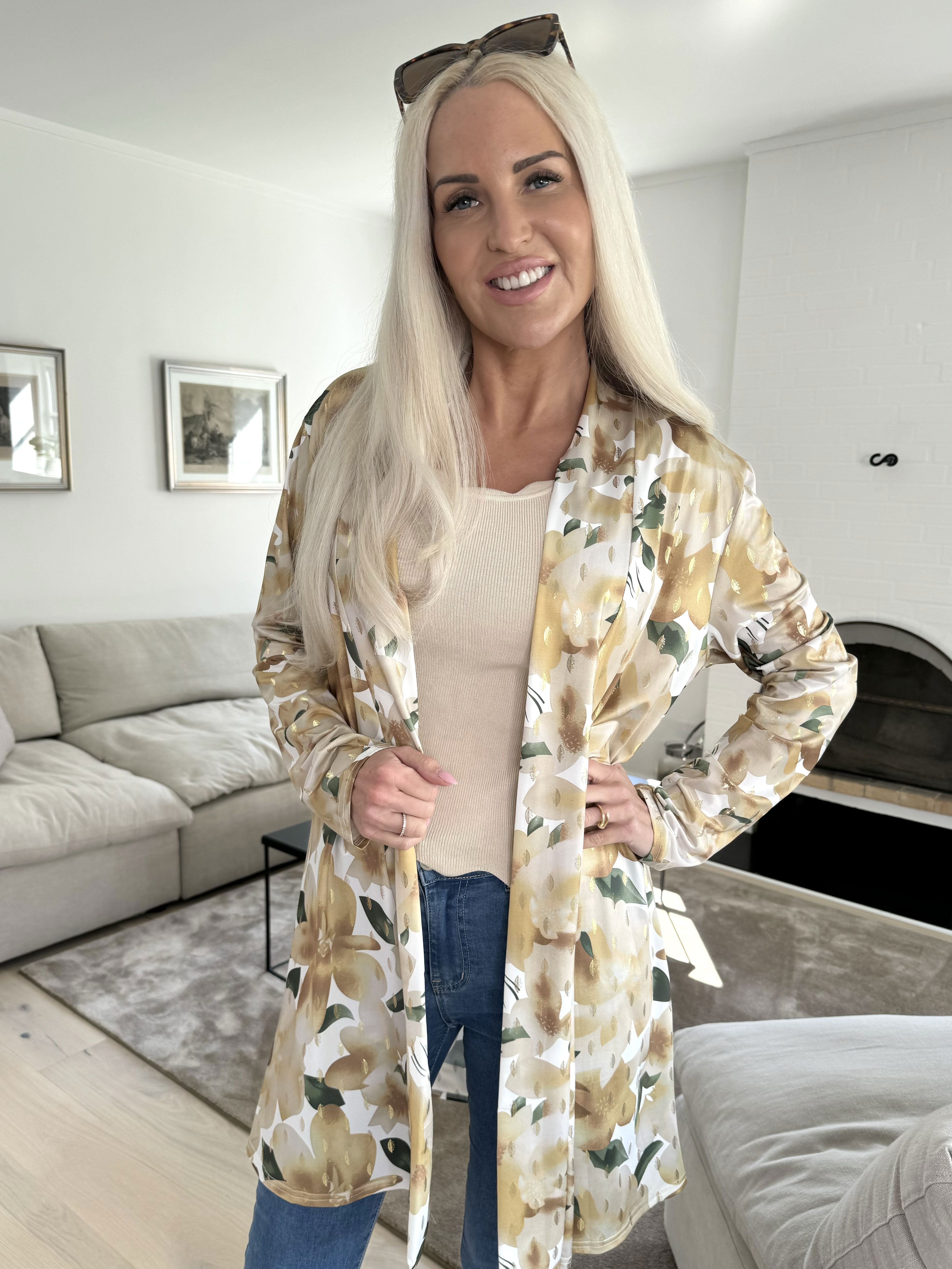 Rosa Sweet Flower - Elastisk cardigan med blomsterprint