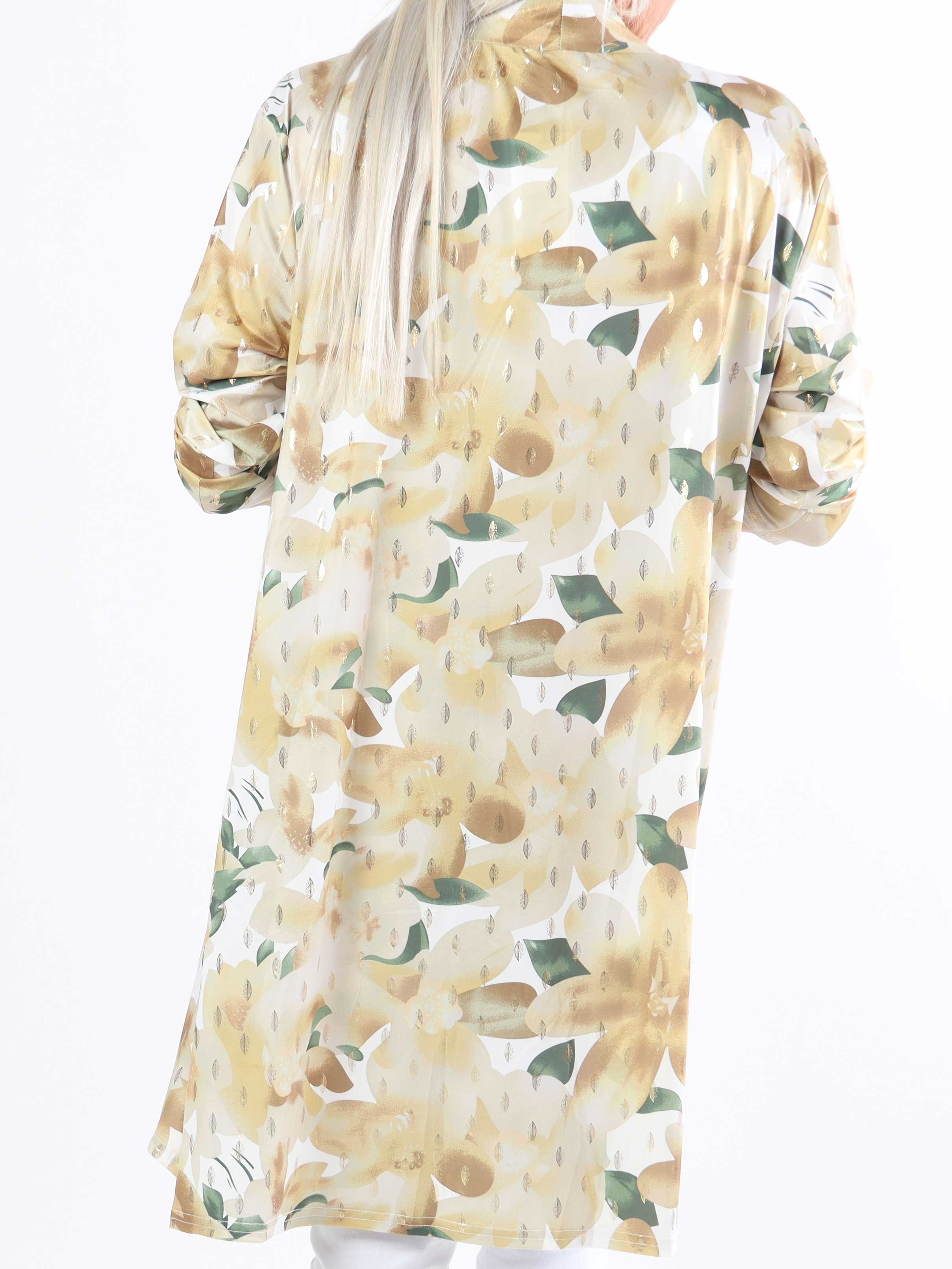 Rosa Sweet Flower - Elastisk plus size cardigan med blomsterprint