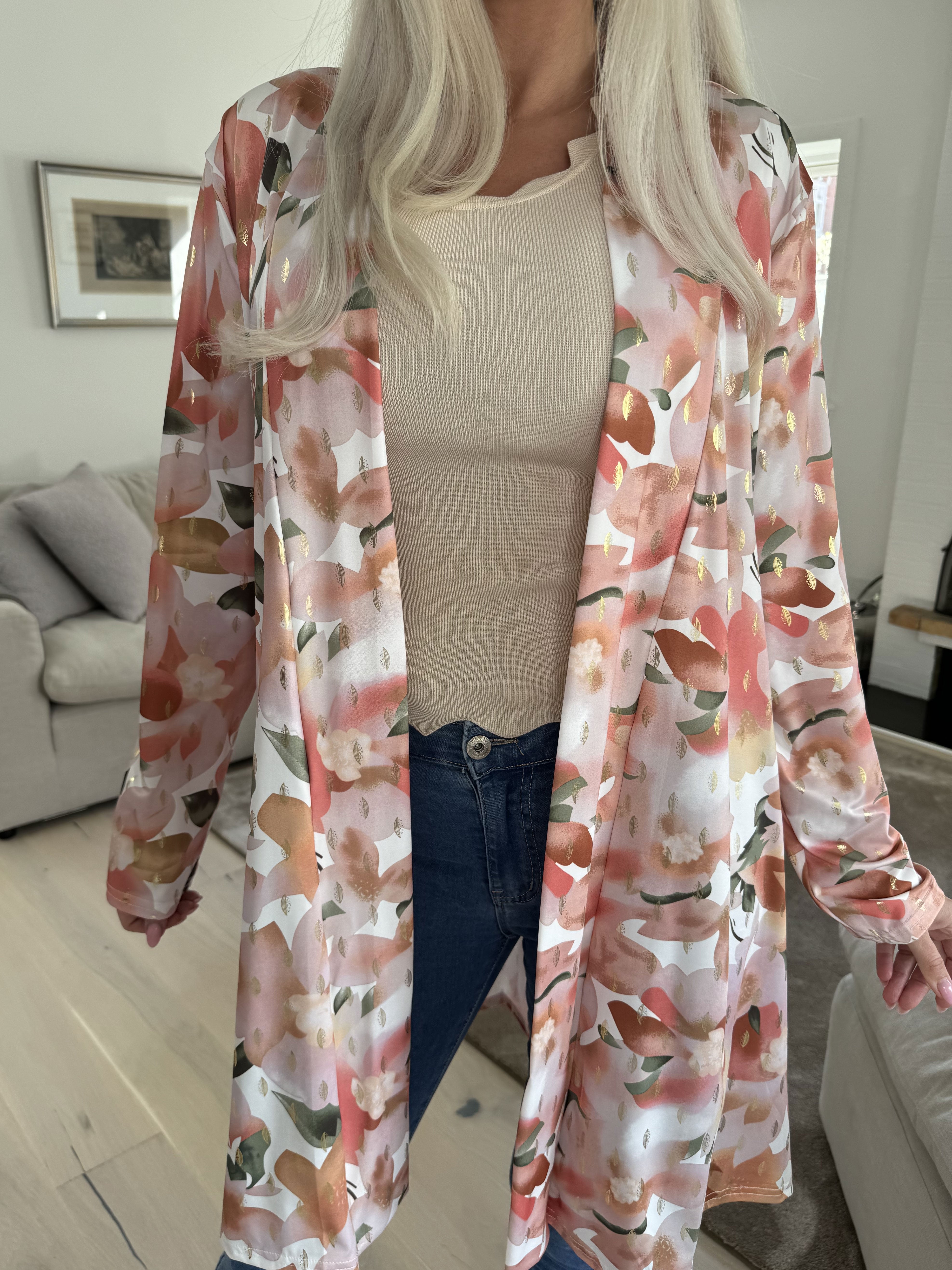 Rosa Sweet Flower - Elastisk cardigan med blomsterprint