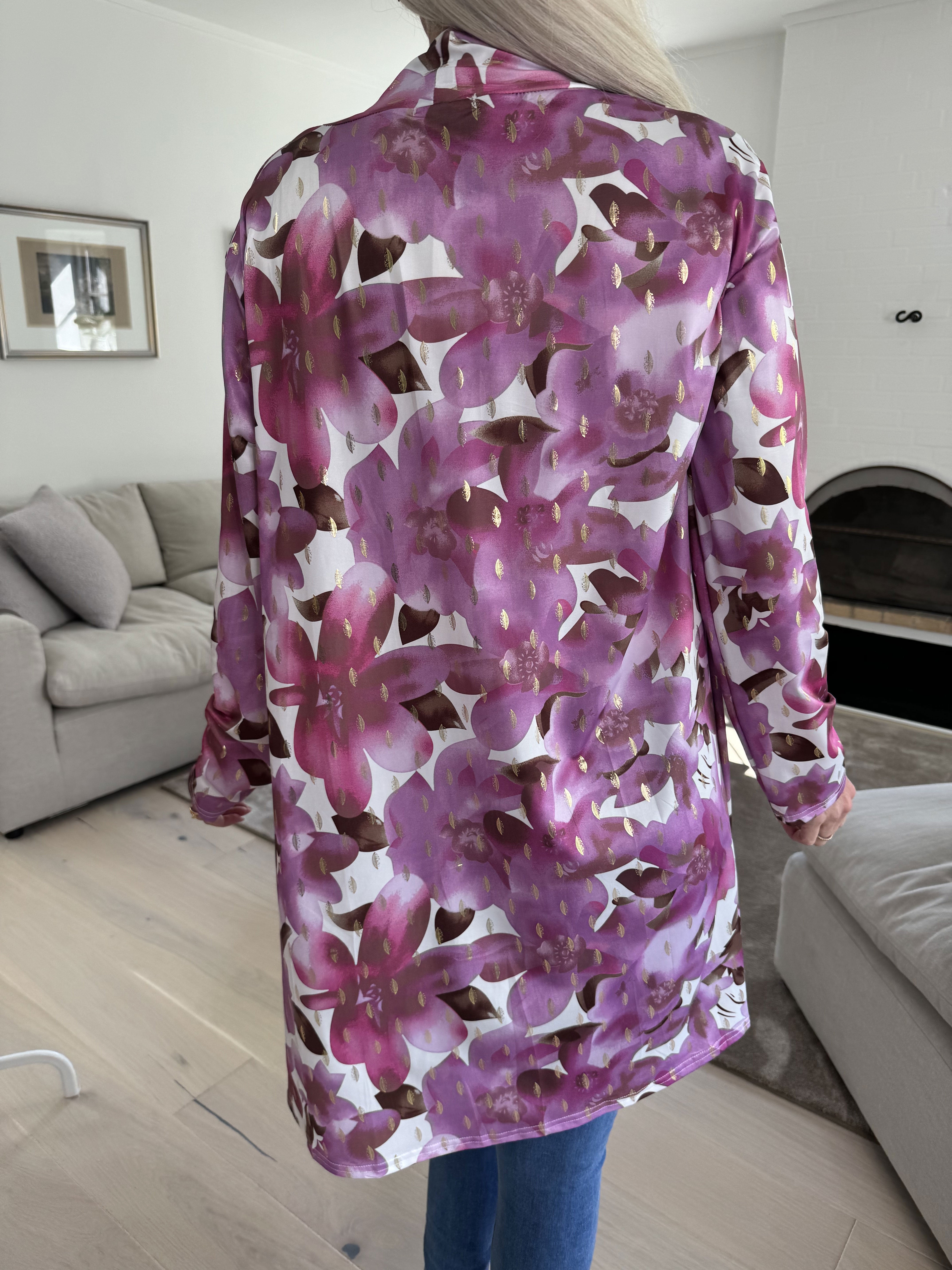 Rosa Sweet Flower - Elastisk cardigan med blomsterprint